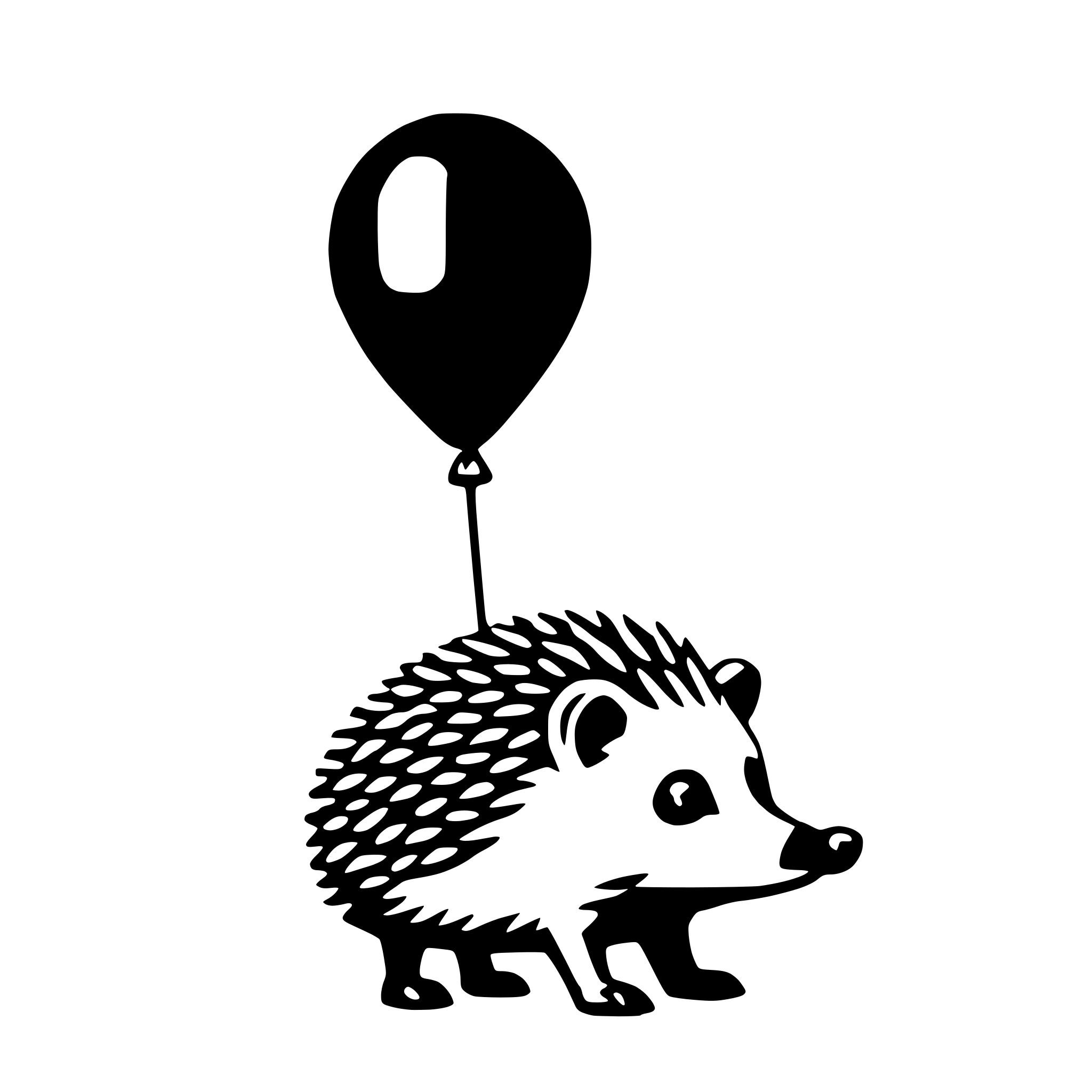 AI-generated SVG of a hedgehog with balloon