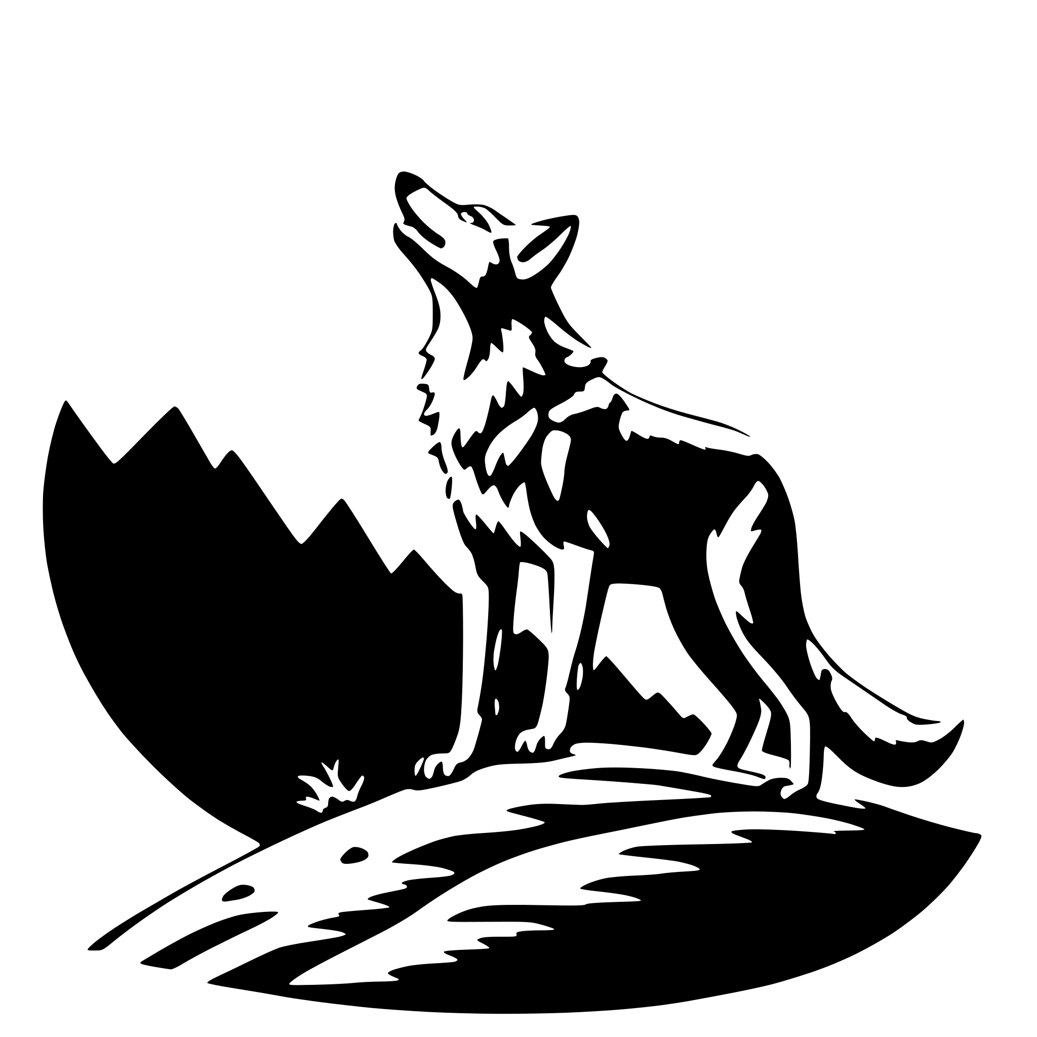 AI-generated SVG of a Coyote howling at the moon. No background.