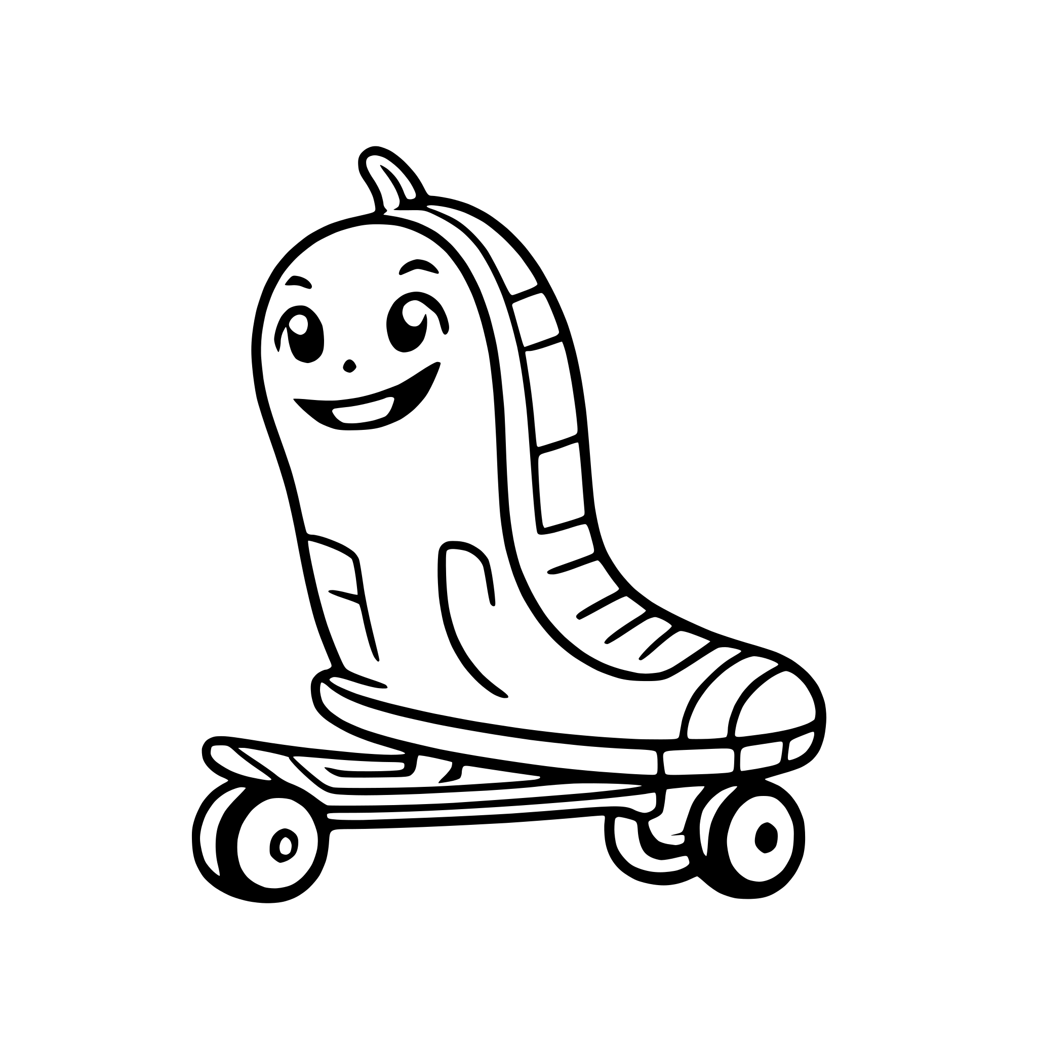 AI-generated SVG of 'a roller-skating banana'