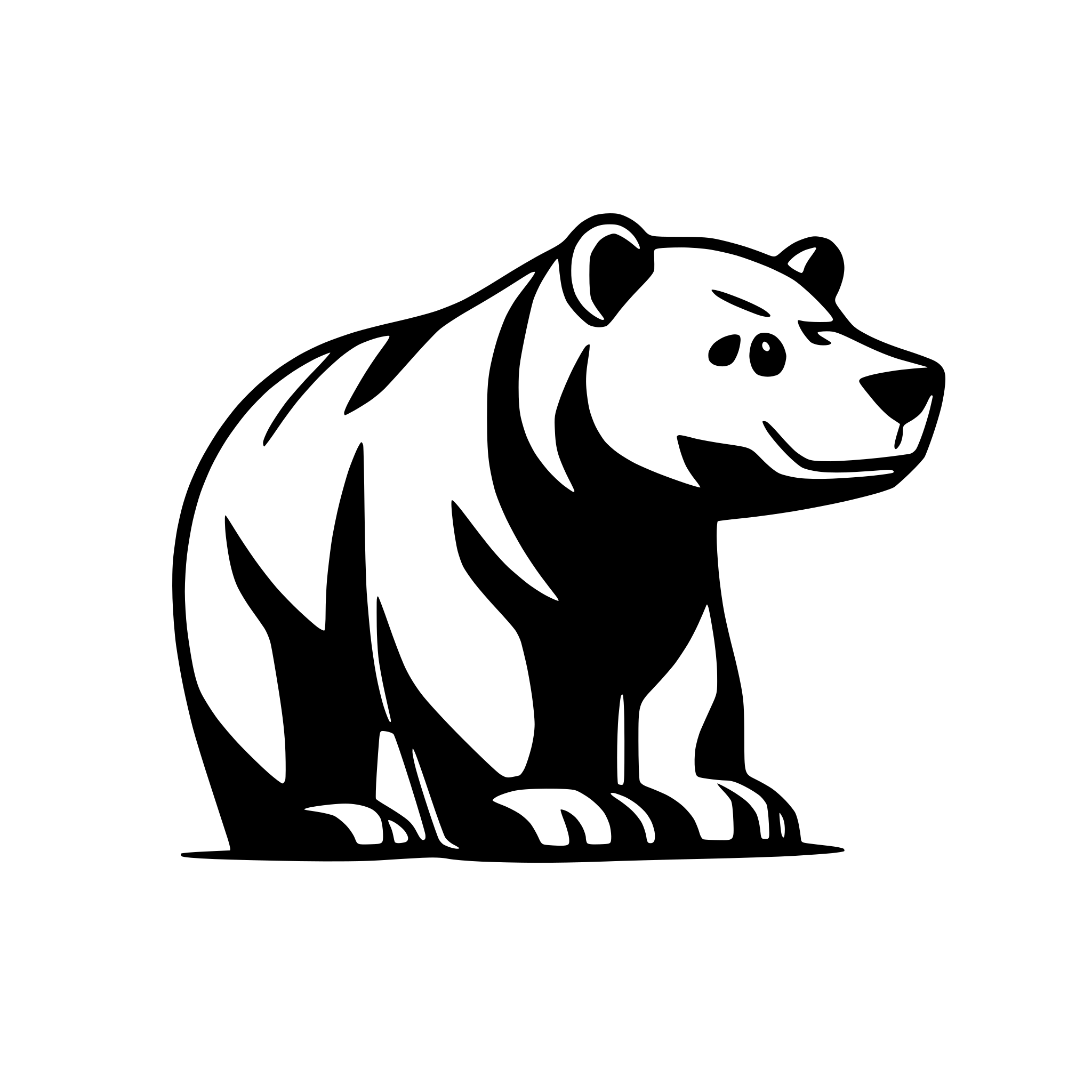 AI-generated SVG of a contour of a side of a bear, not front or back, full body, not just head