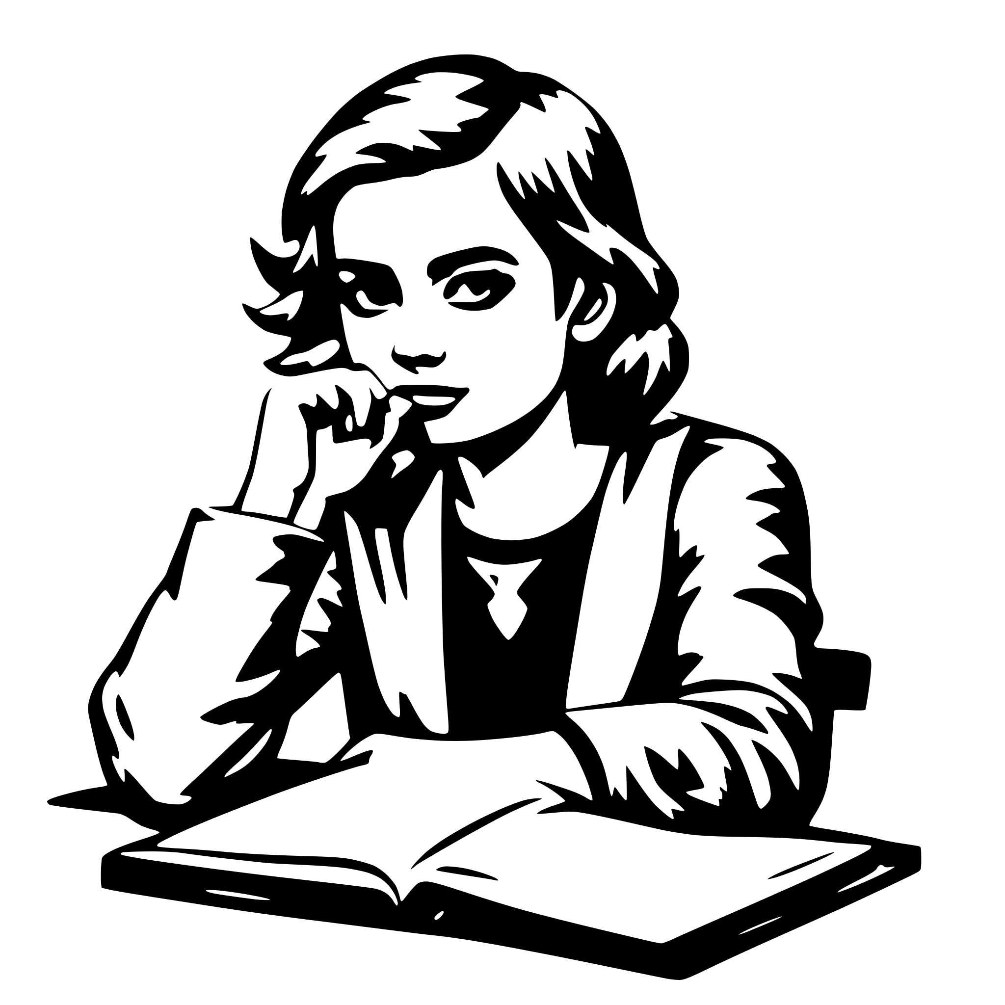 AI-generated SVG of 'thinking about studying'