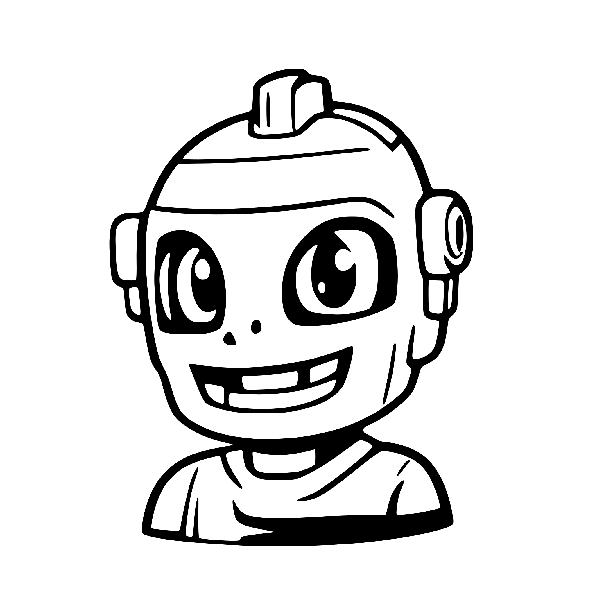 AI-generated SVG of a Create a robot head that looks cheerful and cartoonish, he is going to be an assistant that changes its colors, make him smiling slightly