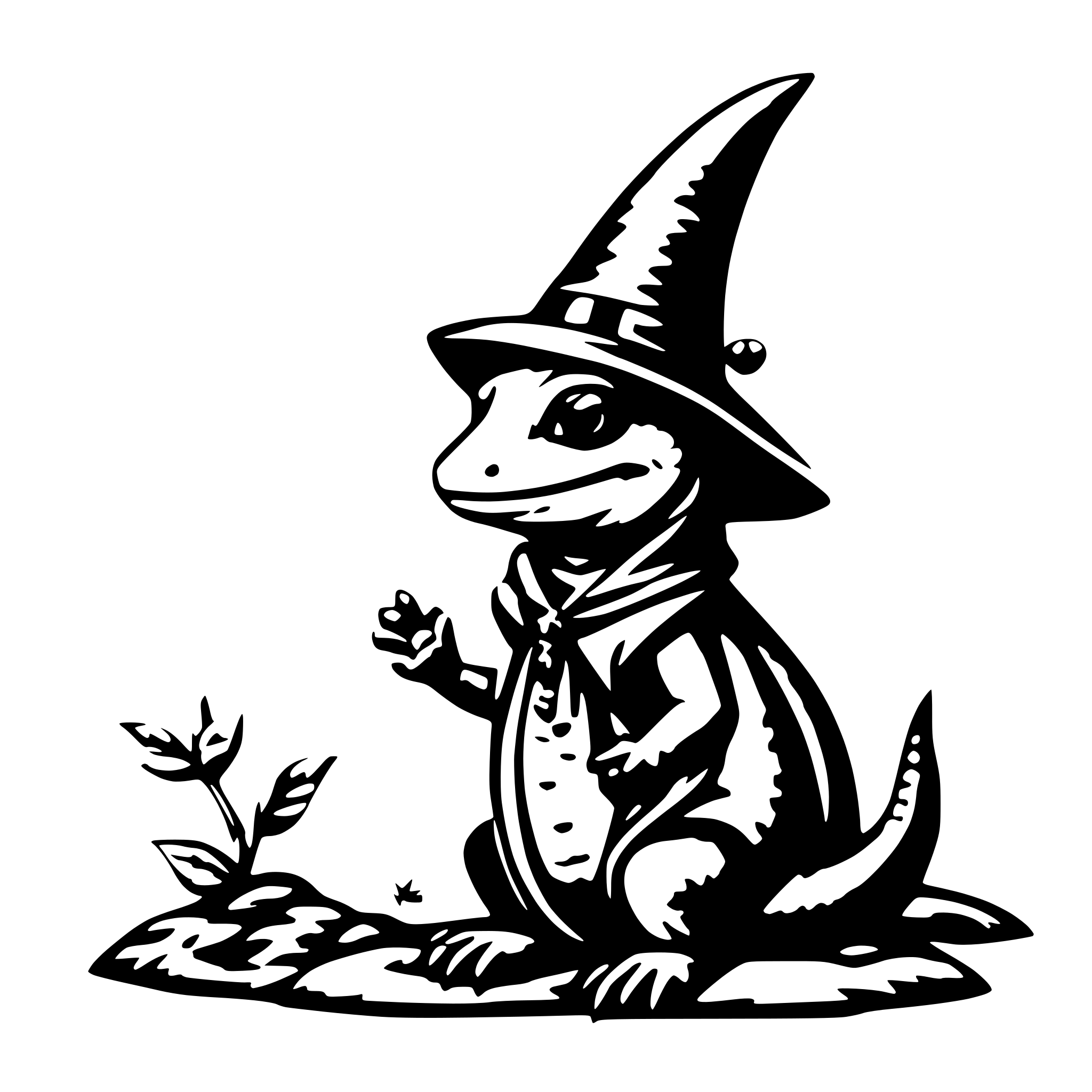 AI-generated SVG of a cute lizard wizard