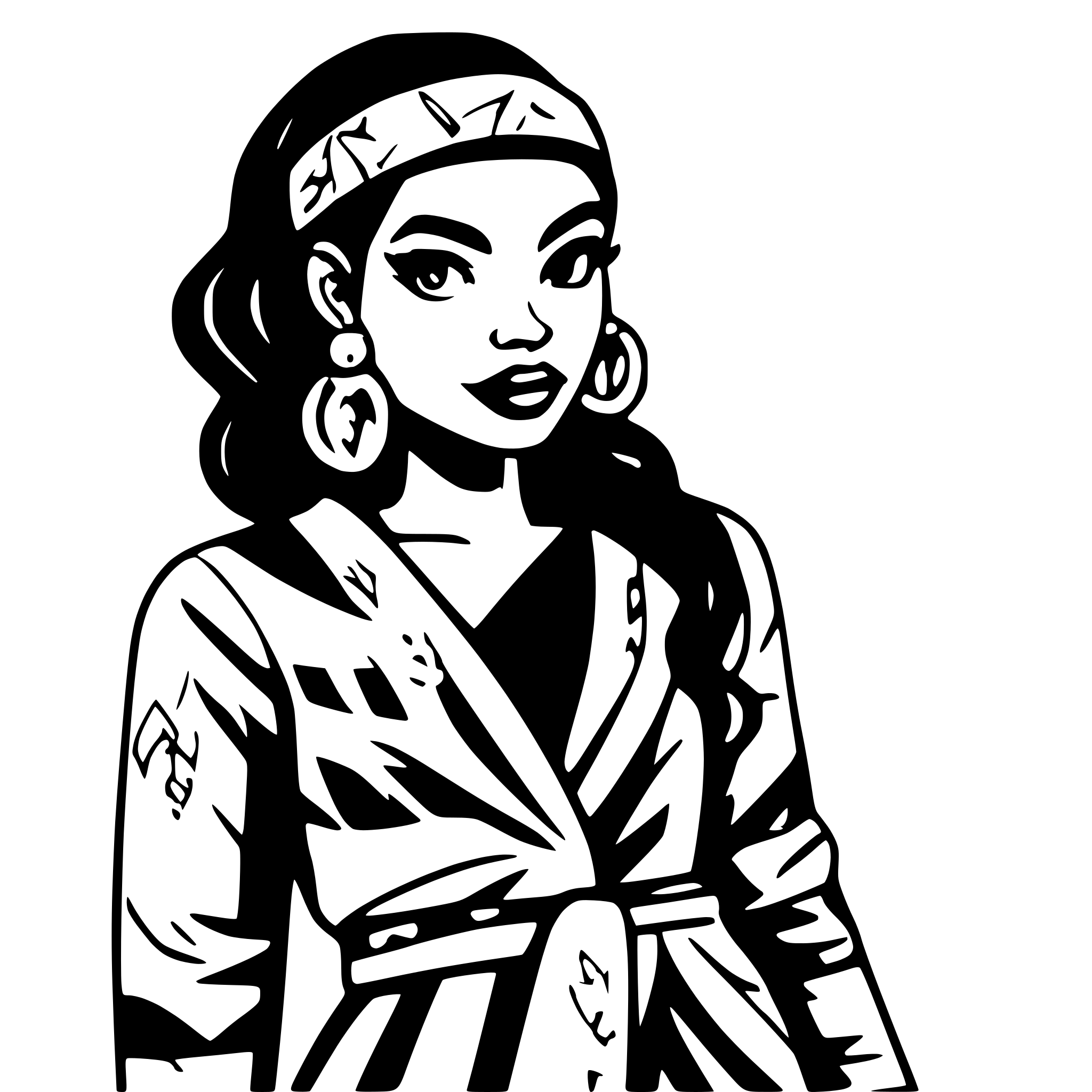 AI-generated SVG of a pop art, comic-style woman of indigenous descent in date night clothes