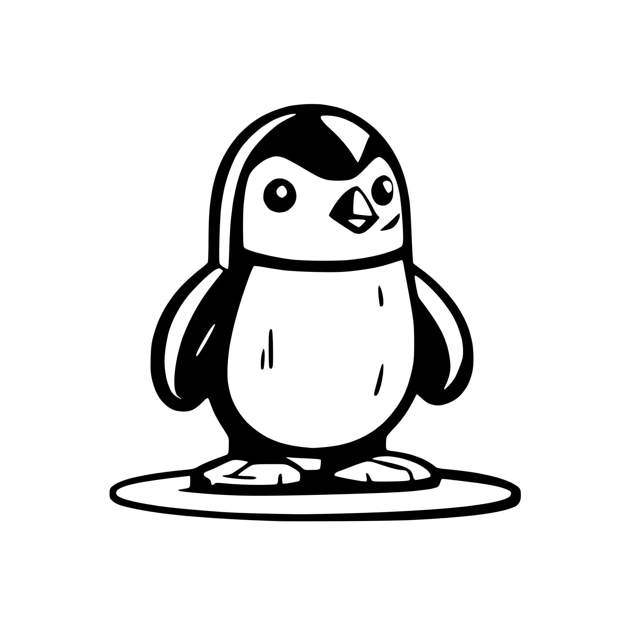 AI-generated SVG of a Create an SVG illustration of a cartoon-style penguin doing pushups. The penguin should have a determined expression, with its wings slightly bent for support and its body lowered close to the ground. The scene should include subtle motion lines to emphasize movement. Keep the design simple, clean, and visually appealing, with smooth curves and a minimal color palette of black, white, and orange. The background should be minimal or optional for flexibility.