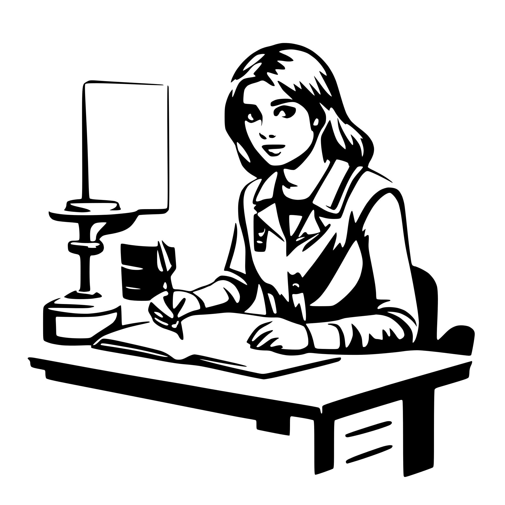 AI-generated SVG of a student learning for exam