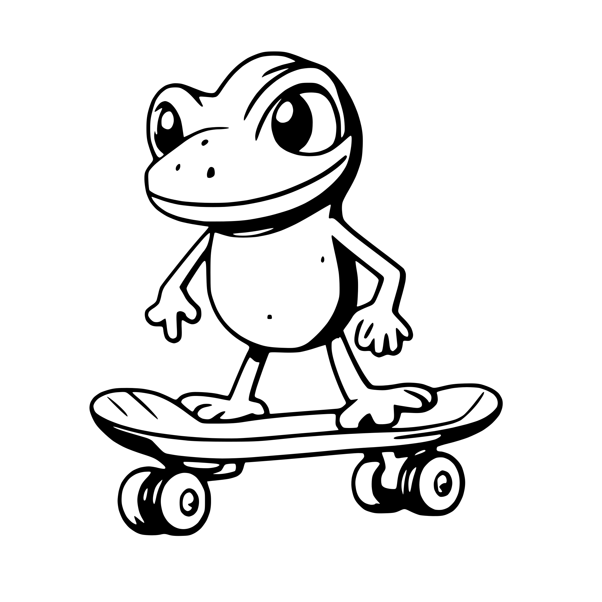 AI-generated SVG of a a funny frog on a skateboard