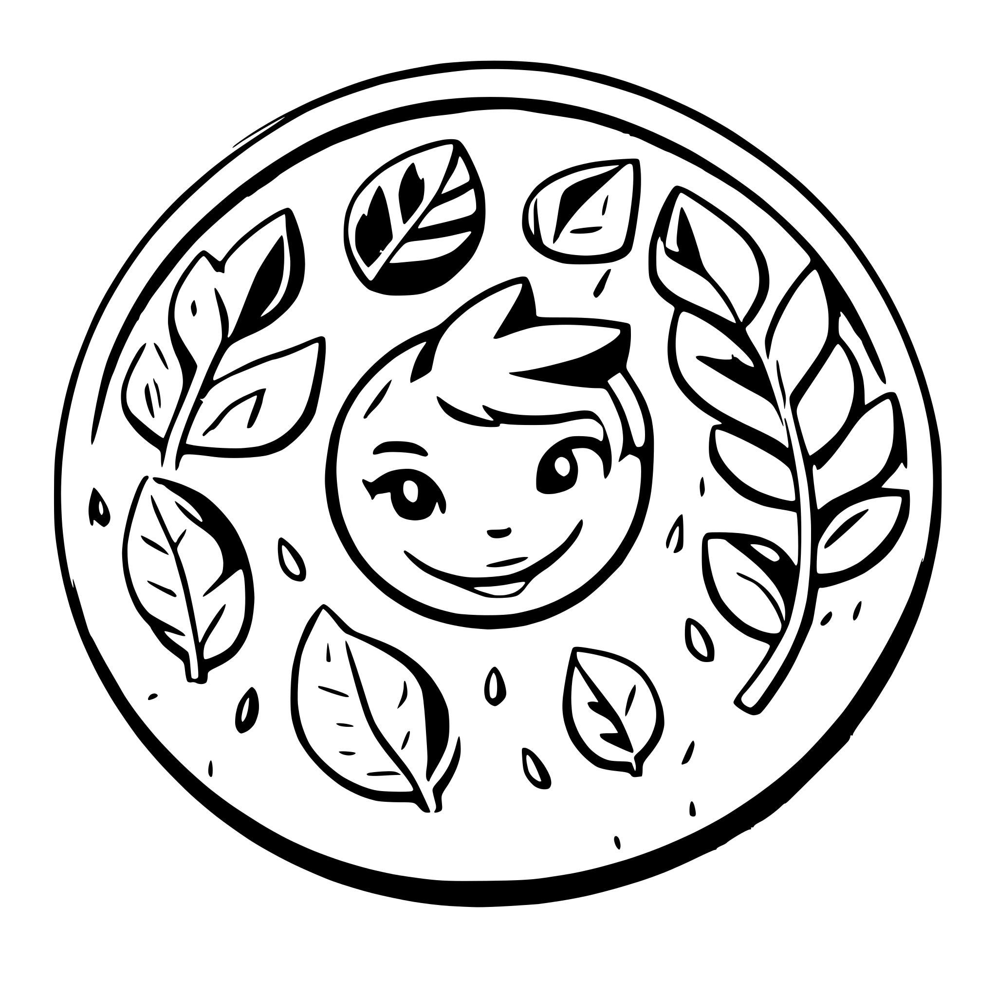 AI-generated SVG of a Create a circle. The border are made out of leafes