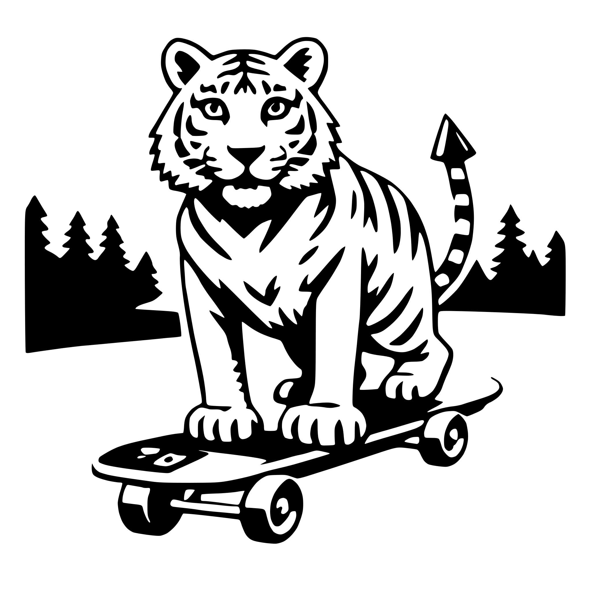 AI-generated SVG of 'tiger with skateboard'