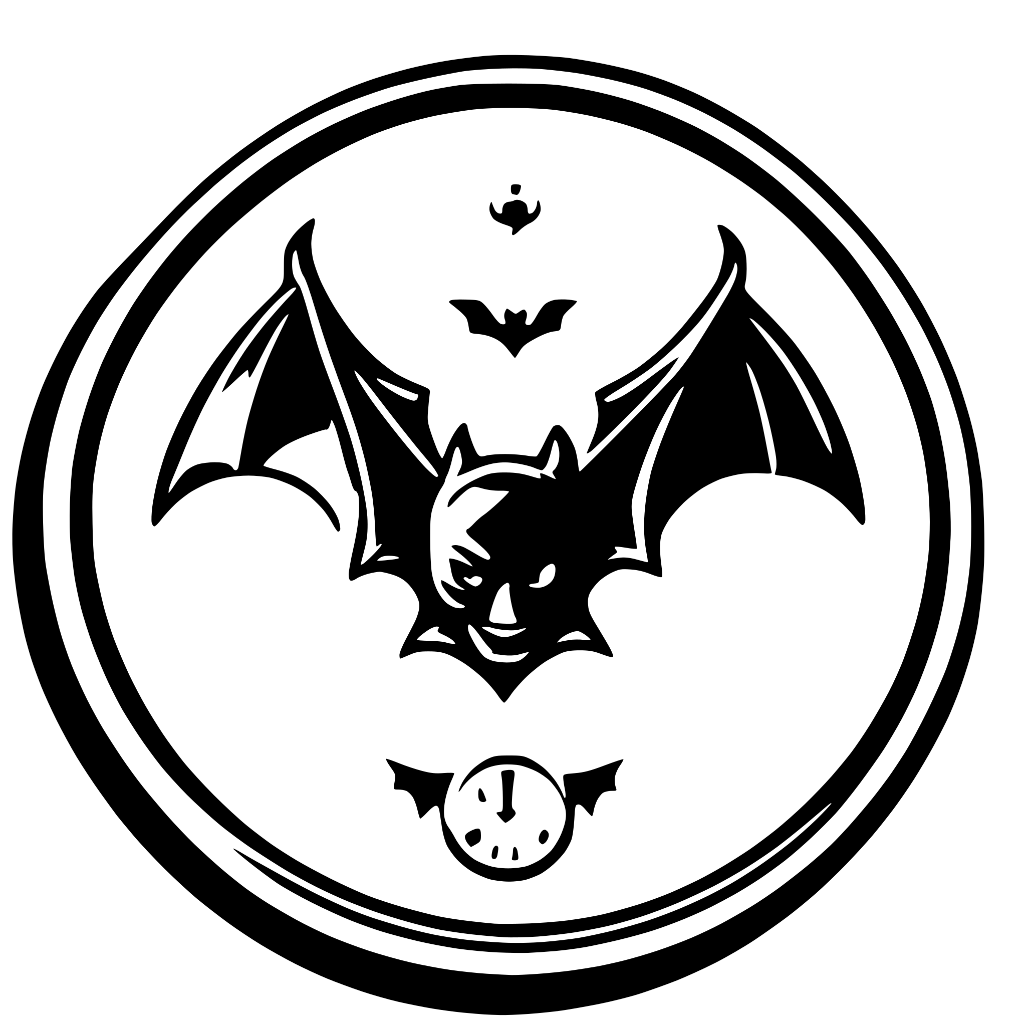 AI-generated SVG of 'a monocolor circular logo very simple that is a bat inside a clock'