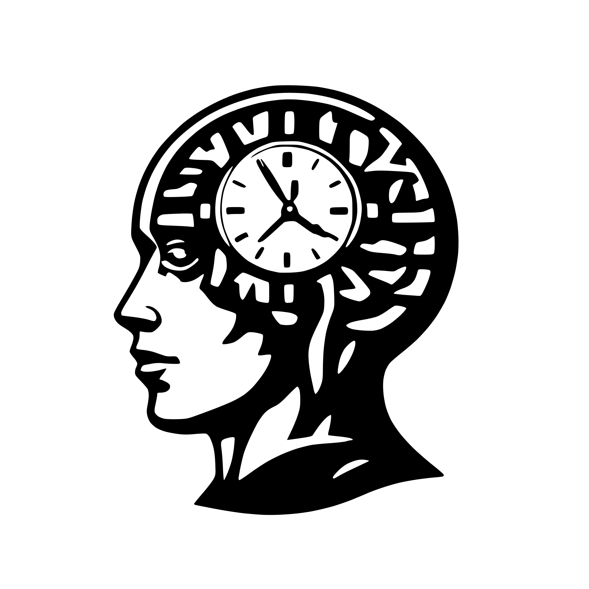AI-generated SVG of a clock inside a brain