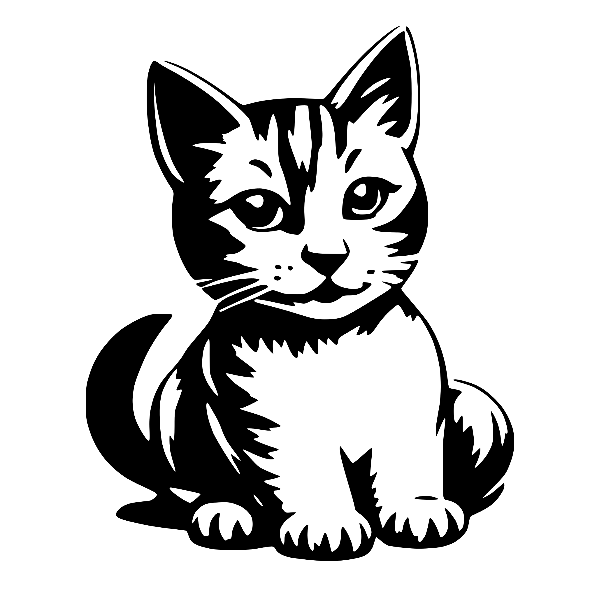 AI-generated SVG of 'line drawing of a cat'