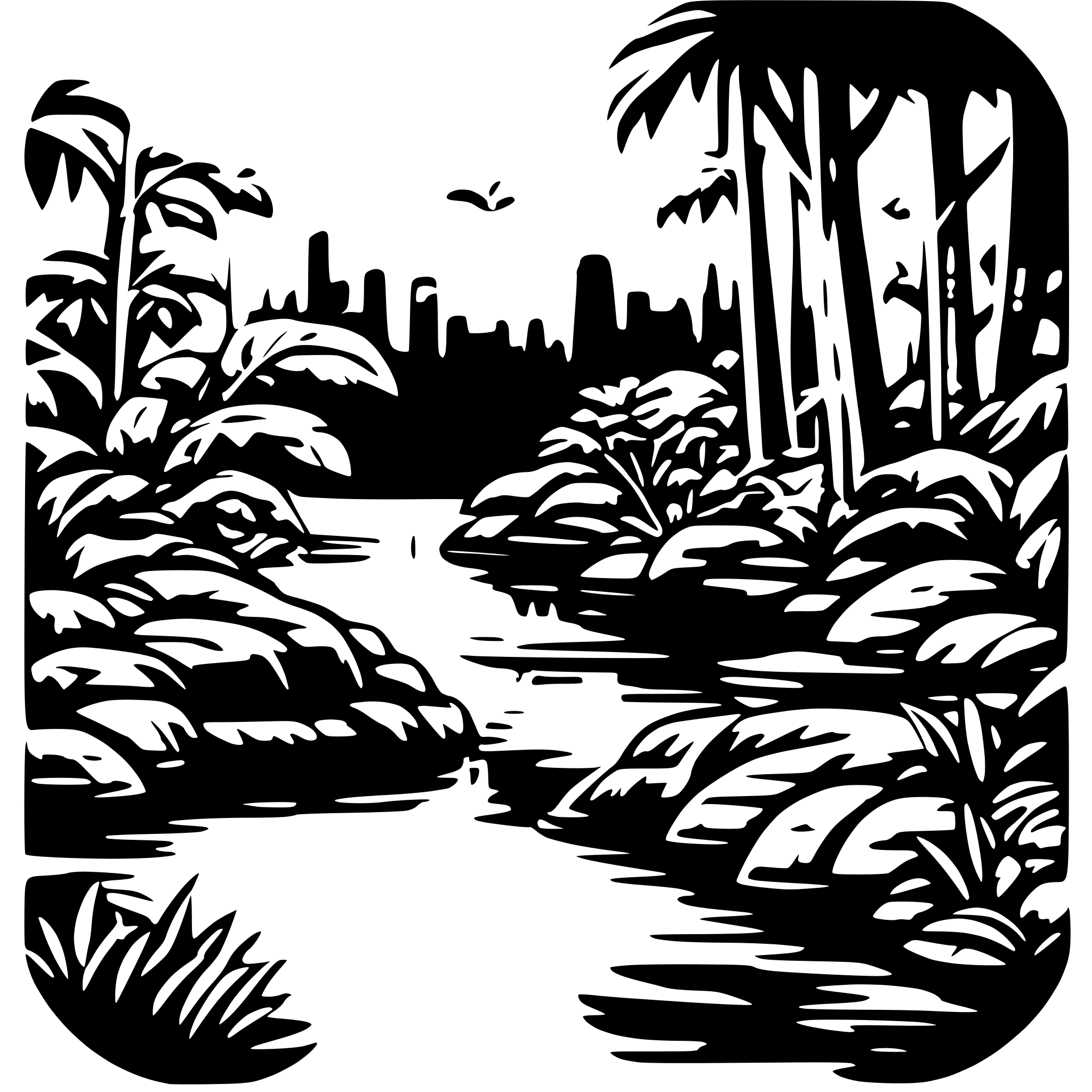 AI-generated SVG of a jungle water ecosystem