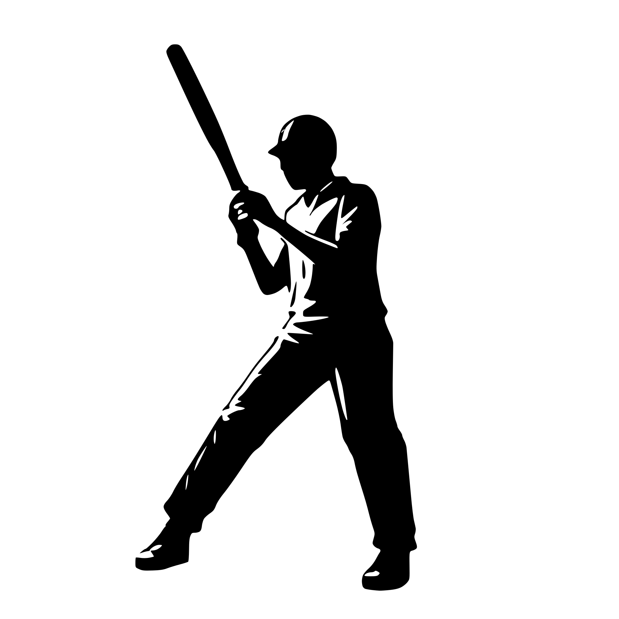 AI-generated SVG of a a silhouette in black colour of a batsman holding a cricket bat in cricket