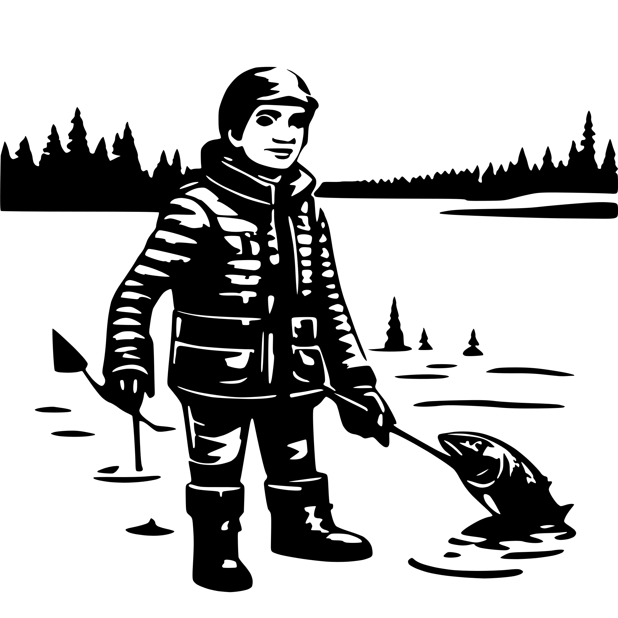 AI-generated SVG of a Guy ice fishing