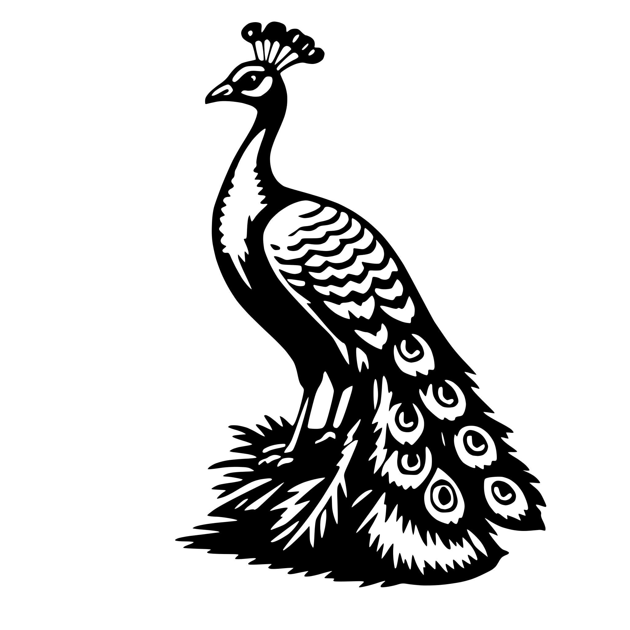 AI-generated SVG of a peacock with feathers