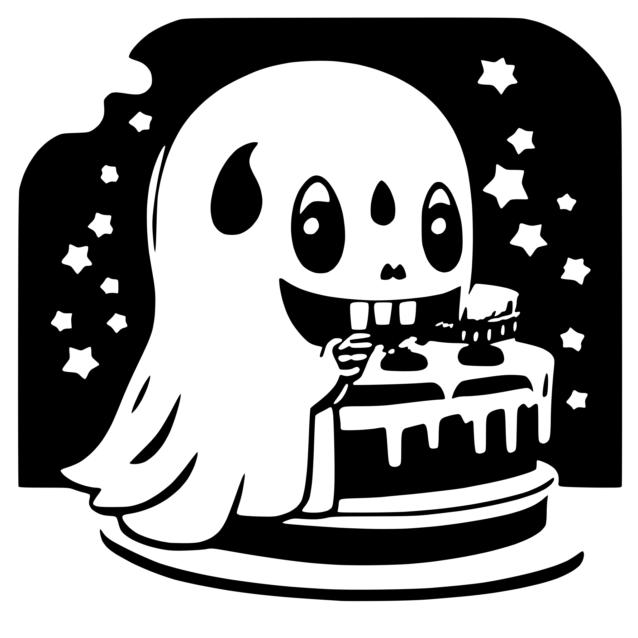 AI-generated SVG of a cute spooky ghost eating a slice of cake