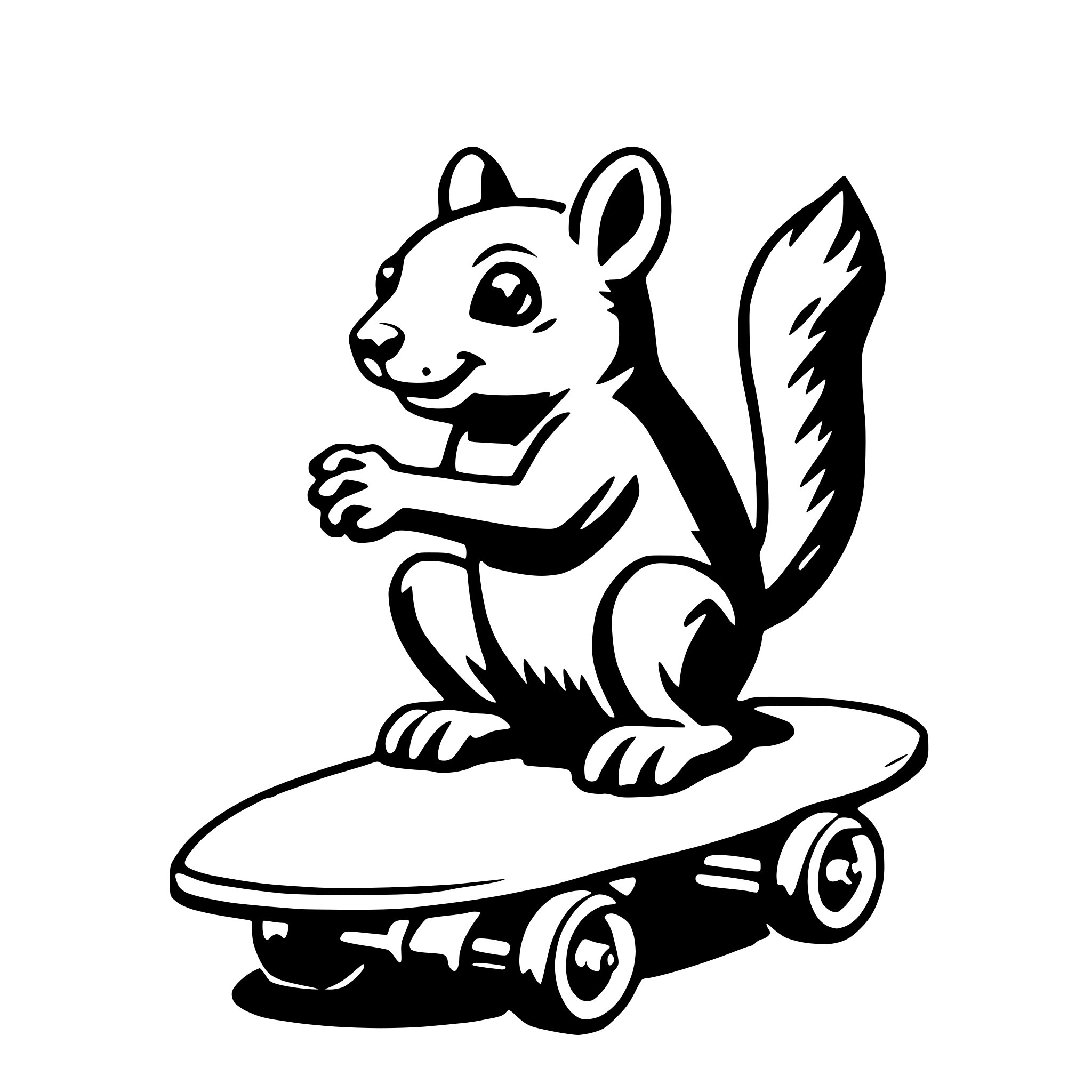 AI-generated SVG of a squirrel with skateboard