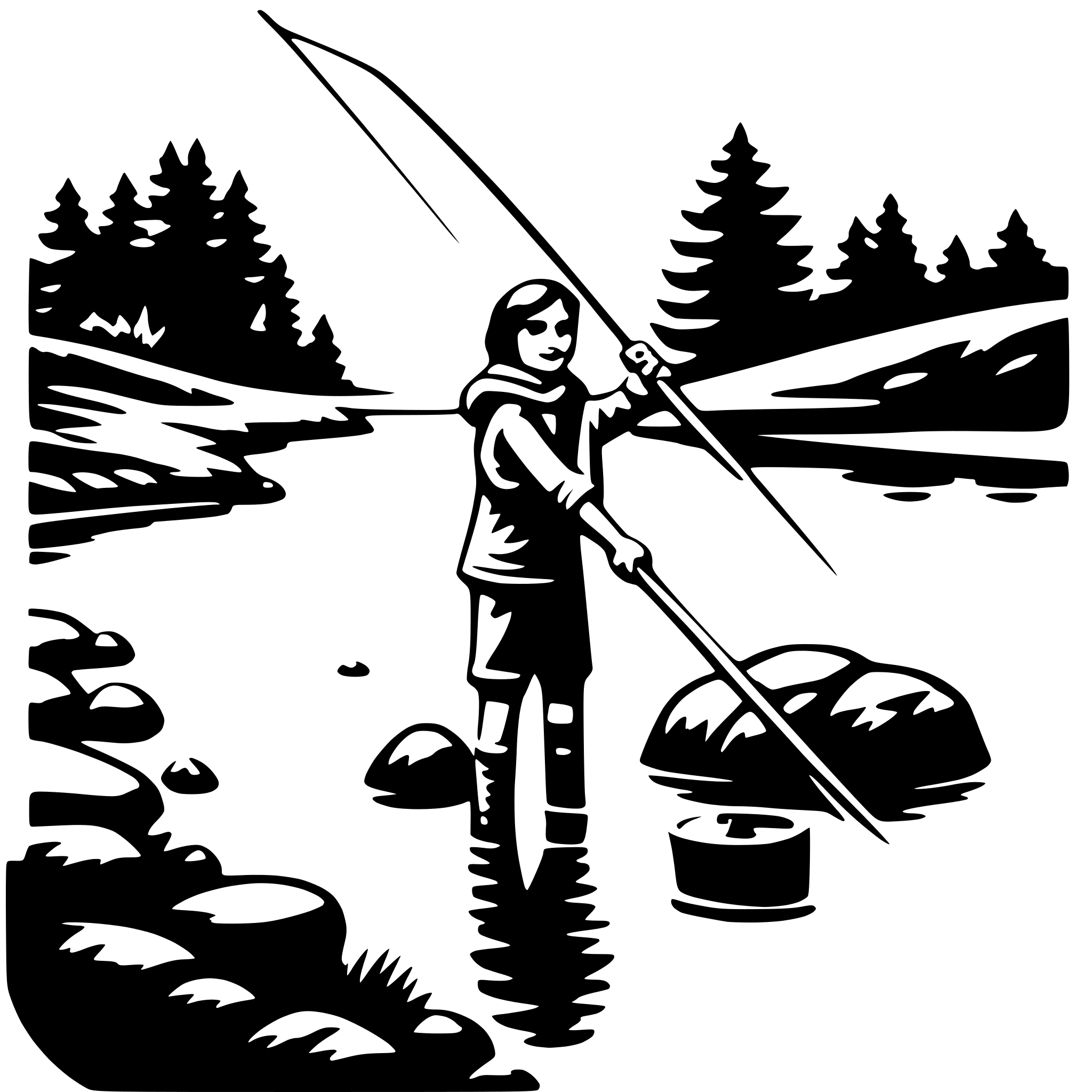 AI-generated SVG of a fishing in stream
