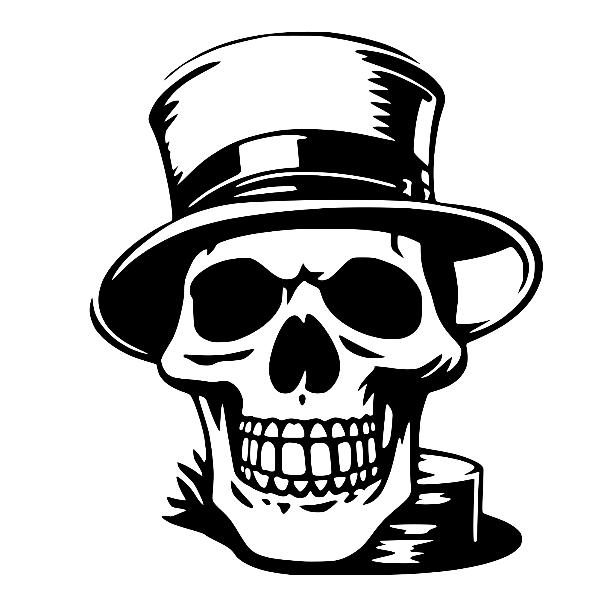 AI-generated SVG of 'a skull with hat cylinder'