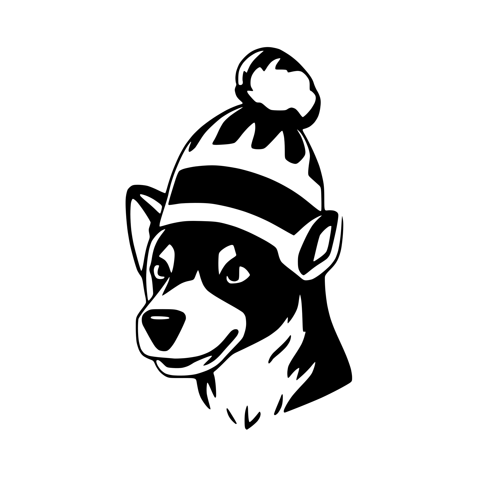 AI-generated SVG of a silhouette of a corgi dog wearing santa hat