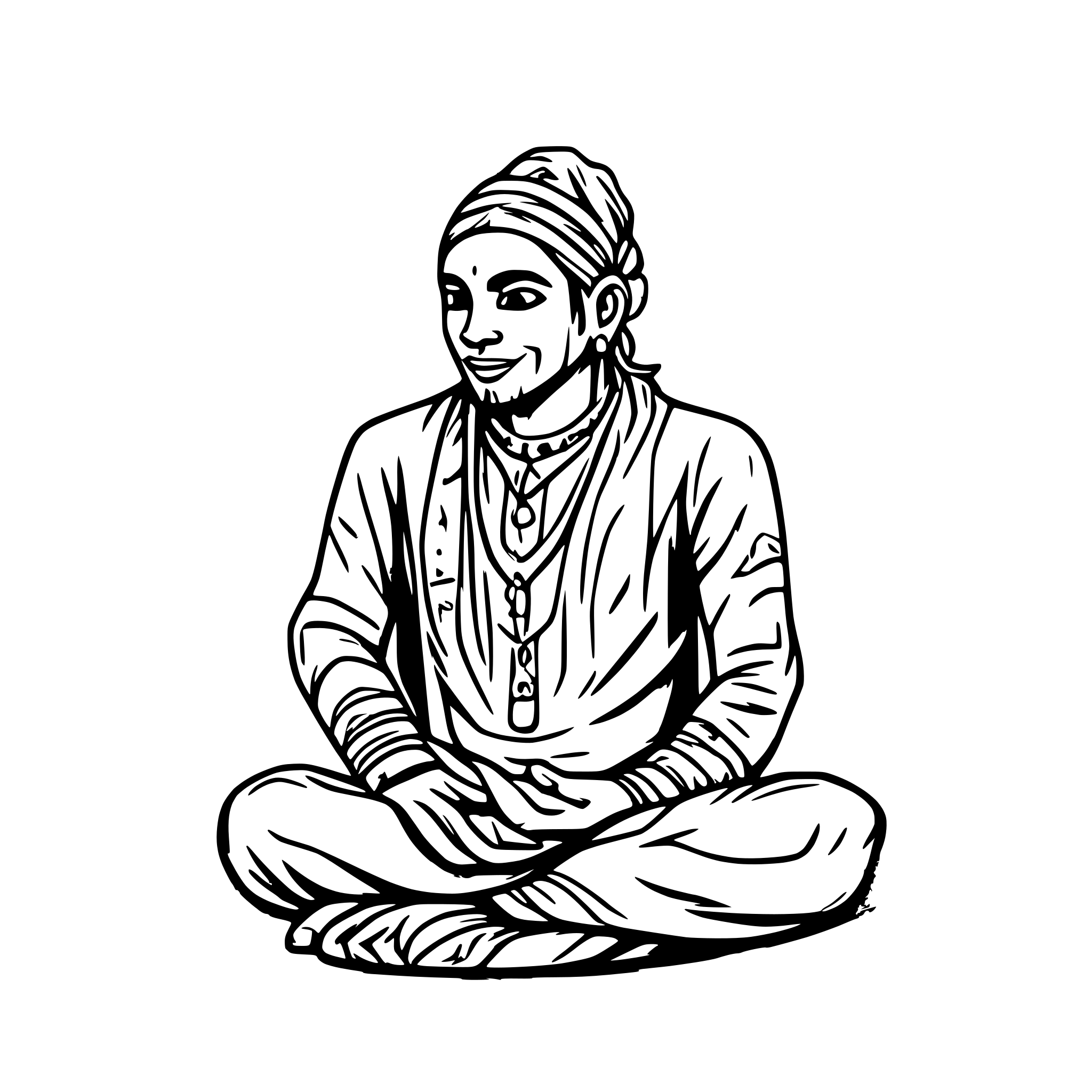 AI-generated SVG of a charming indian man of white complexion and twinkle in eyes doing namaste