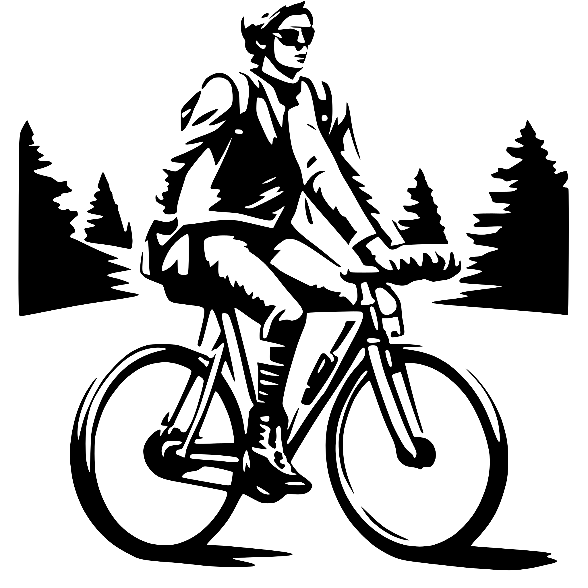 AI-generated SVG of 'cyclist, on a road bike, with a backpack, in 2D, going left to right'