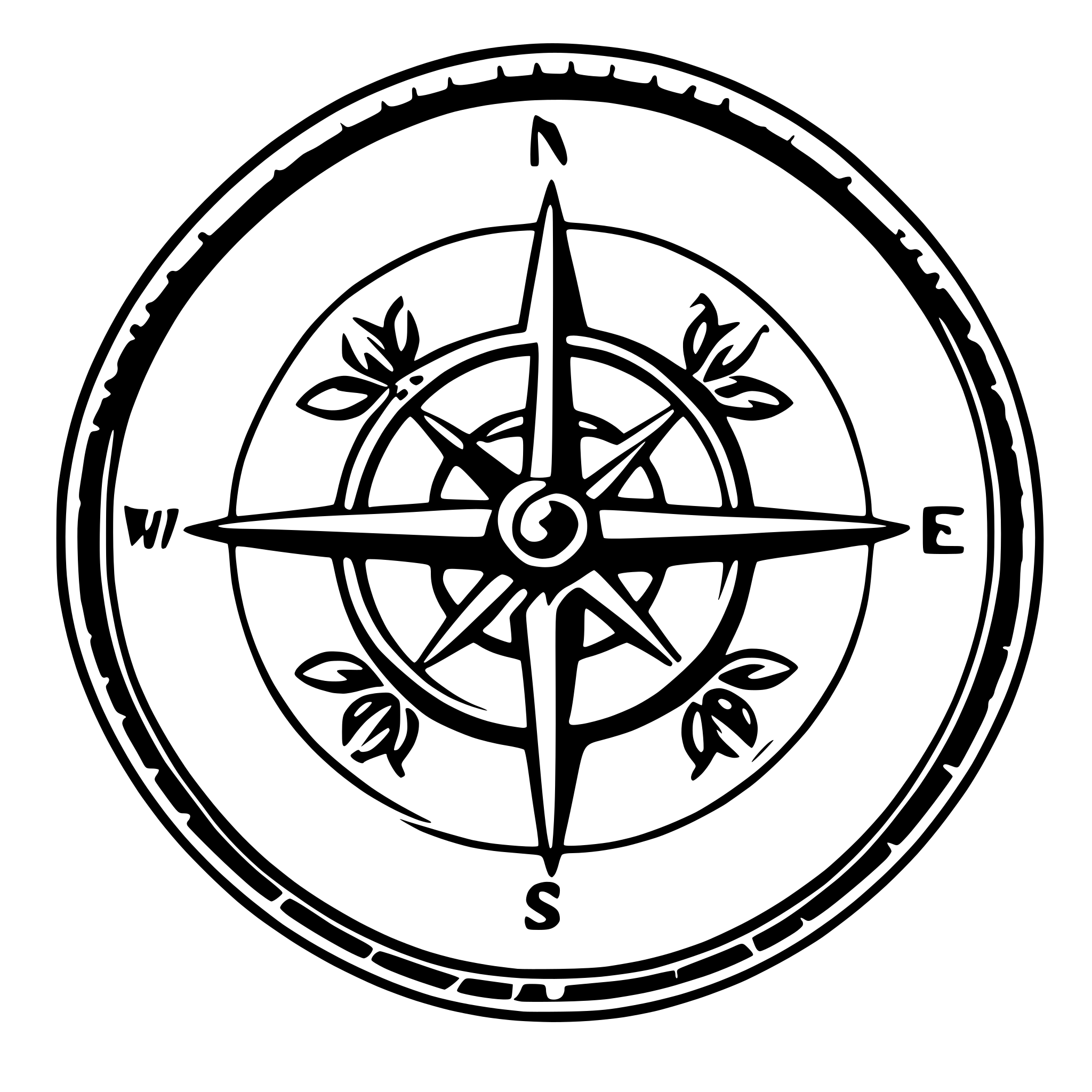 AI-generated SVG of 'art nouveau compass'