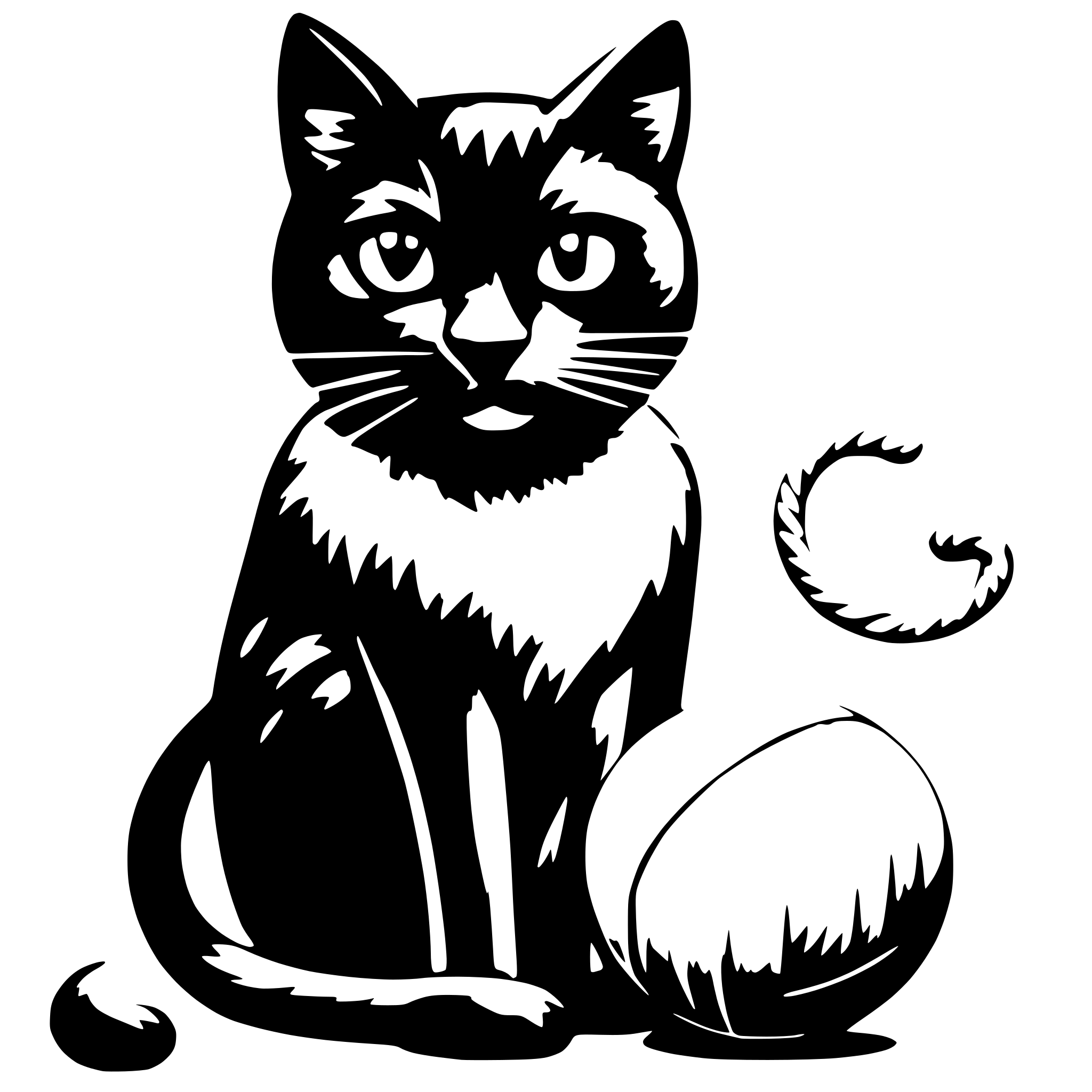 AI-generated SVG of a black cat with yarn ball in front