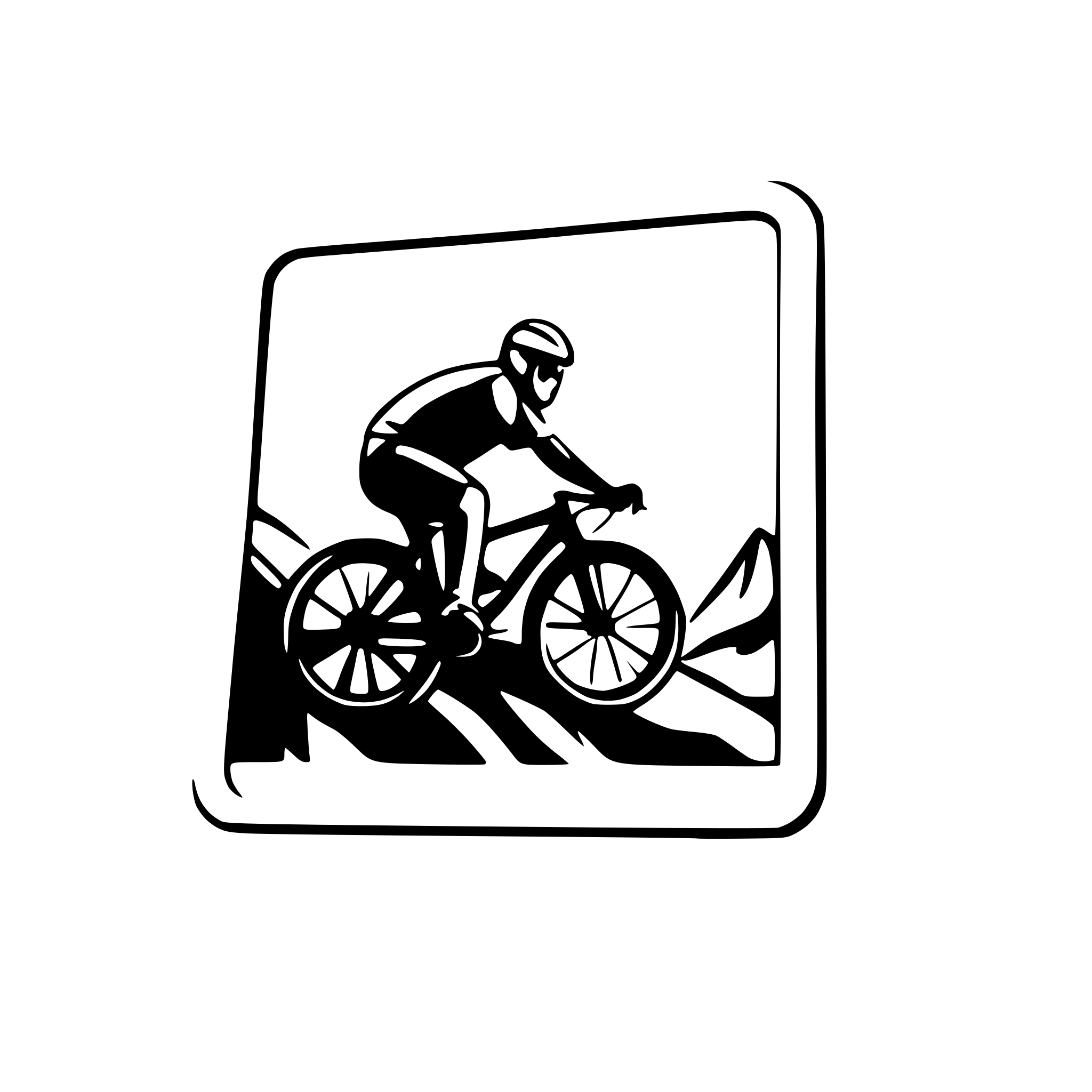 AI-generated SVG of 'mountainbike breaking out of a picture frame'