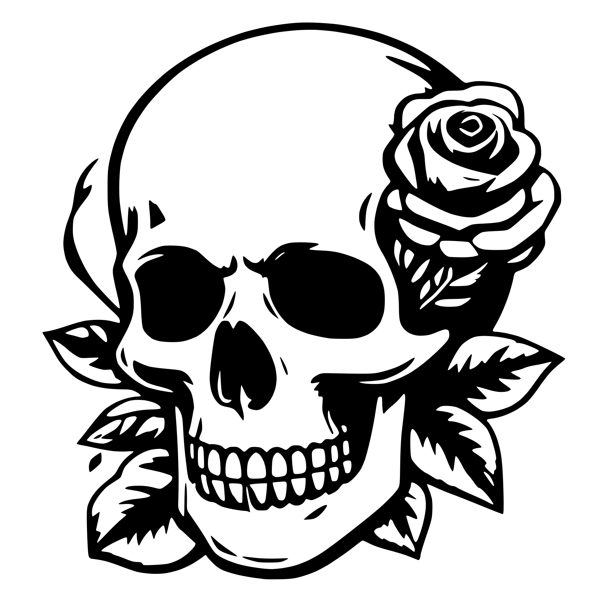 AI-generated SVG of 'skull and roses'