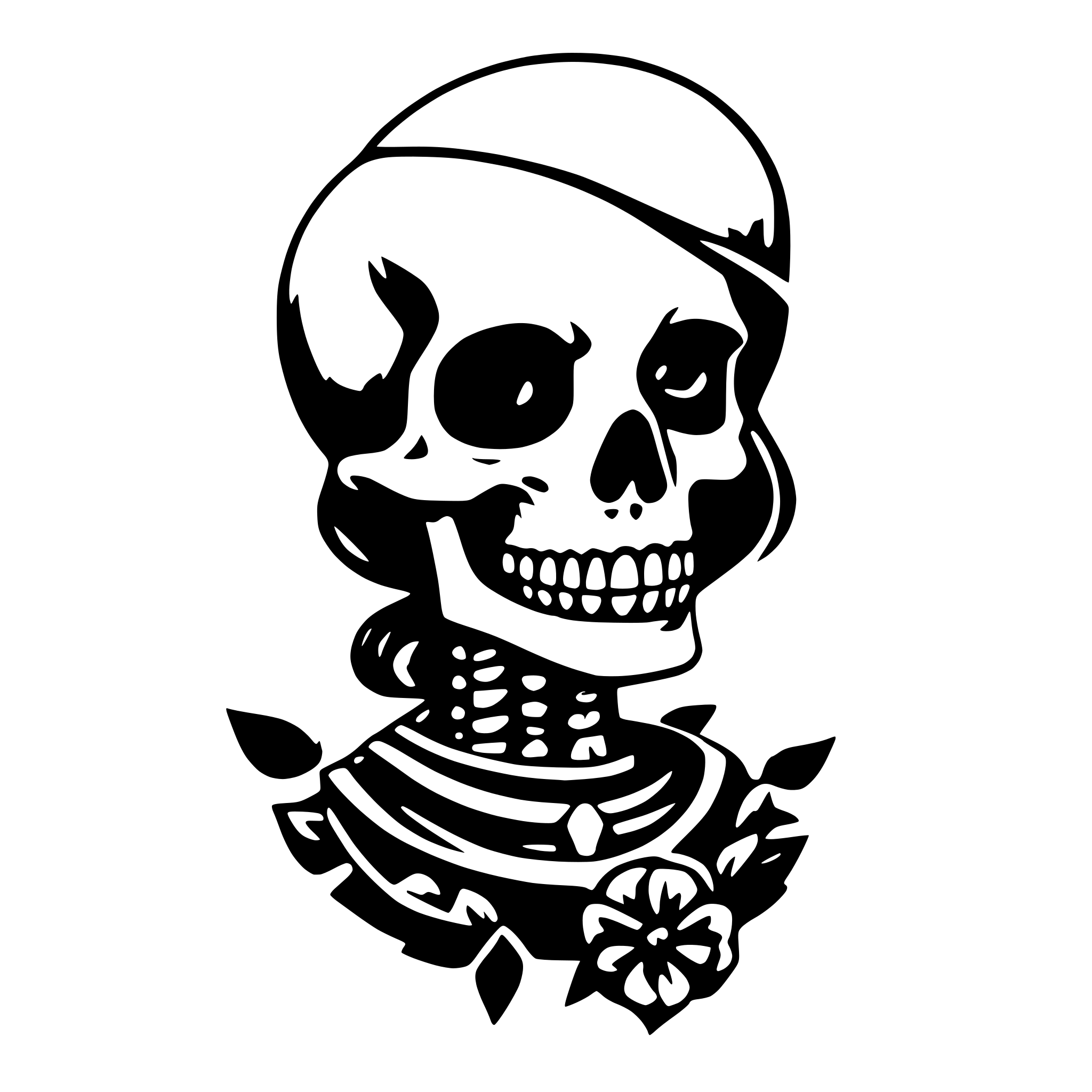 AI-generated SVG of 'Skeleton in Neo-traditional tattoo style'