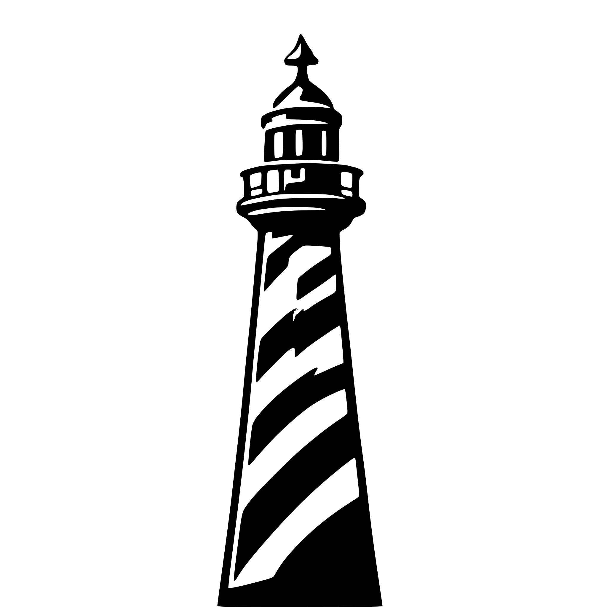 AI-generated SVG of a minimalist detail lighthouse icon for website logo. swirl like pattern on lighthouse similar to barbershop pole. 2d dimensions only.