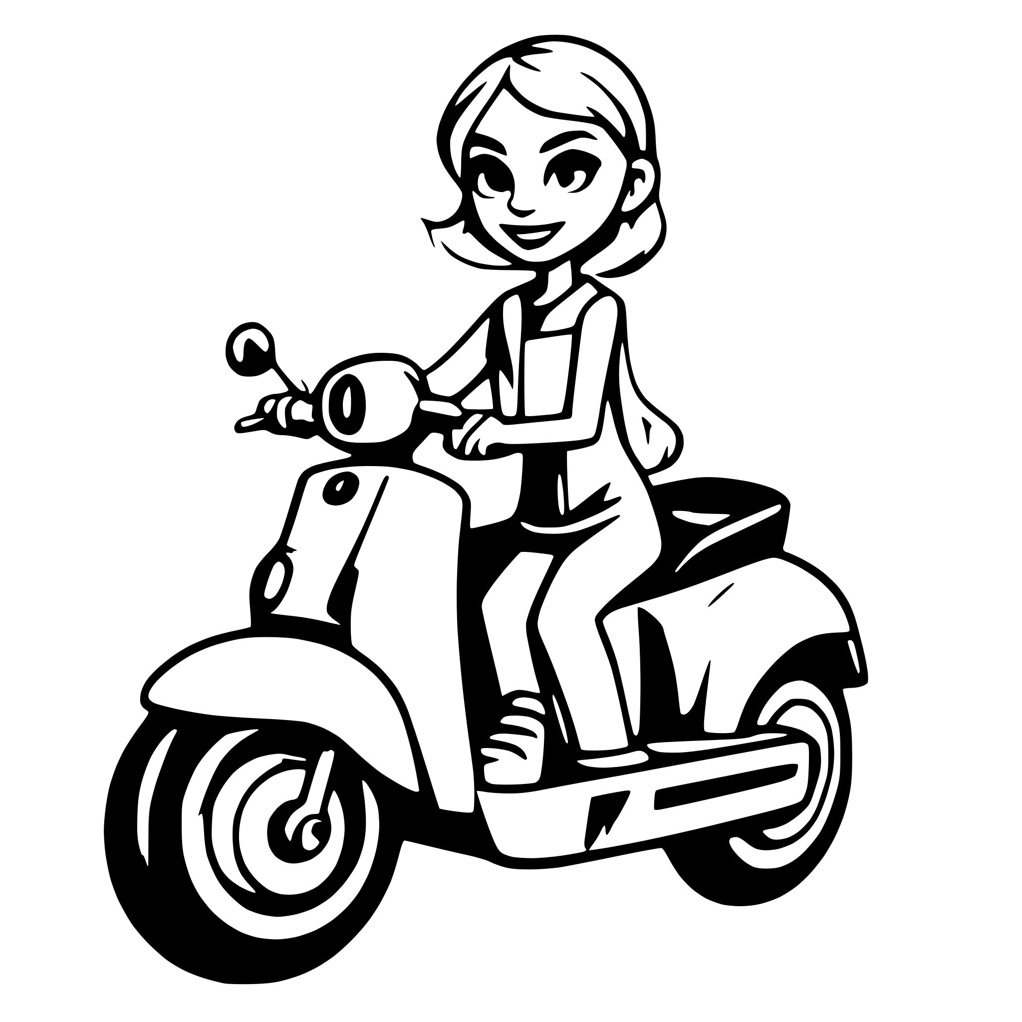AI-generated SVG of 'Woman on a vespa'