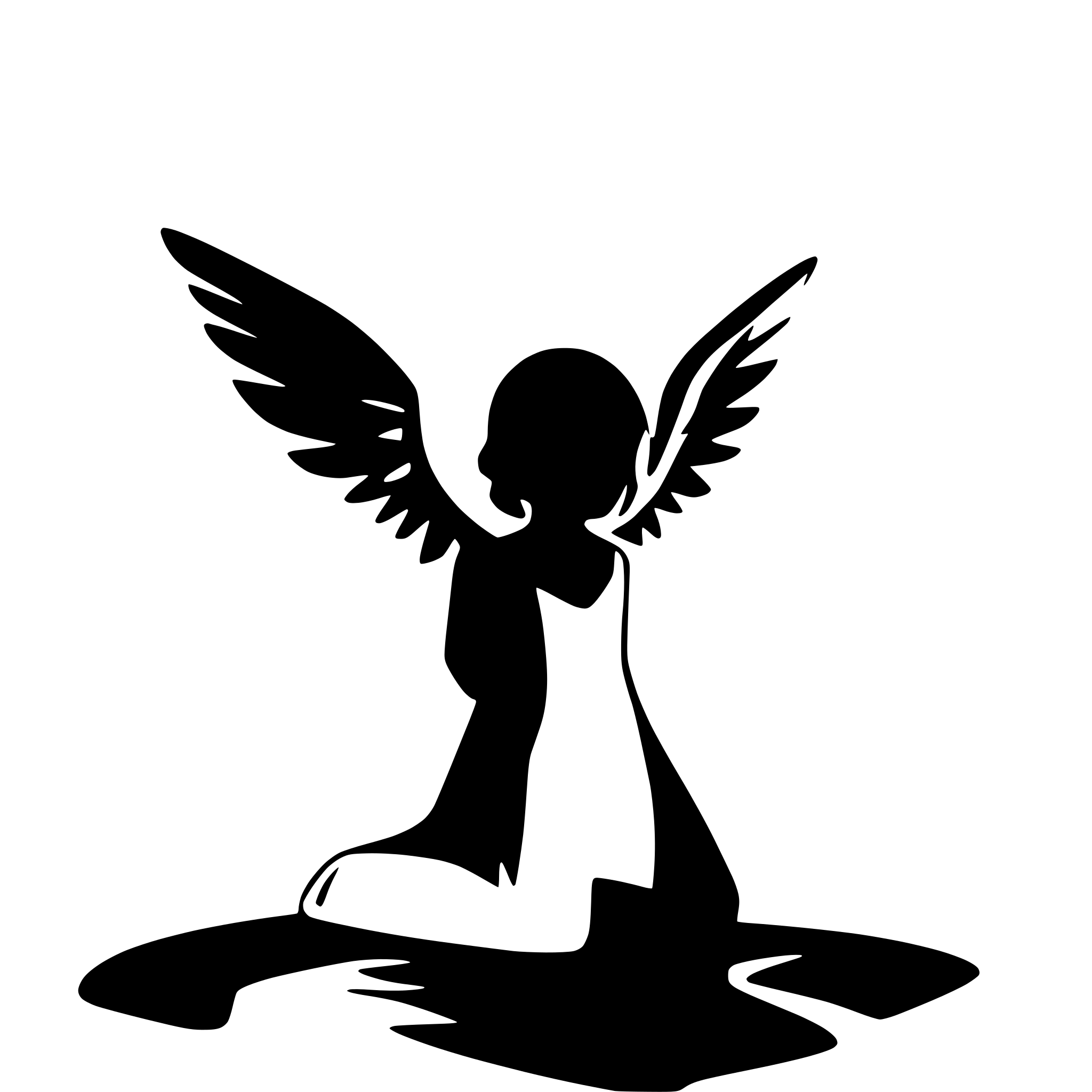 AI-generated SVG of a kneeling praying little girl with wings