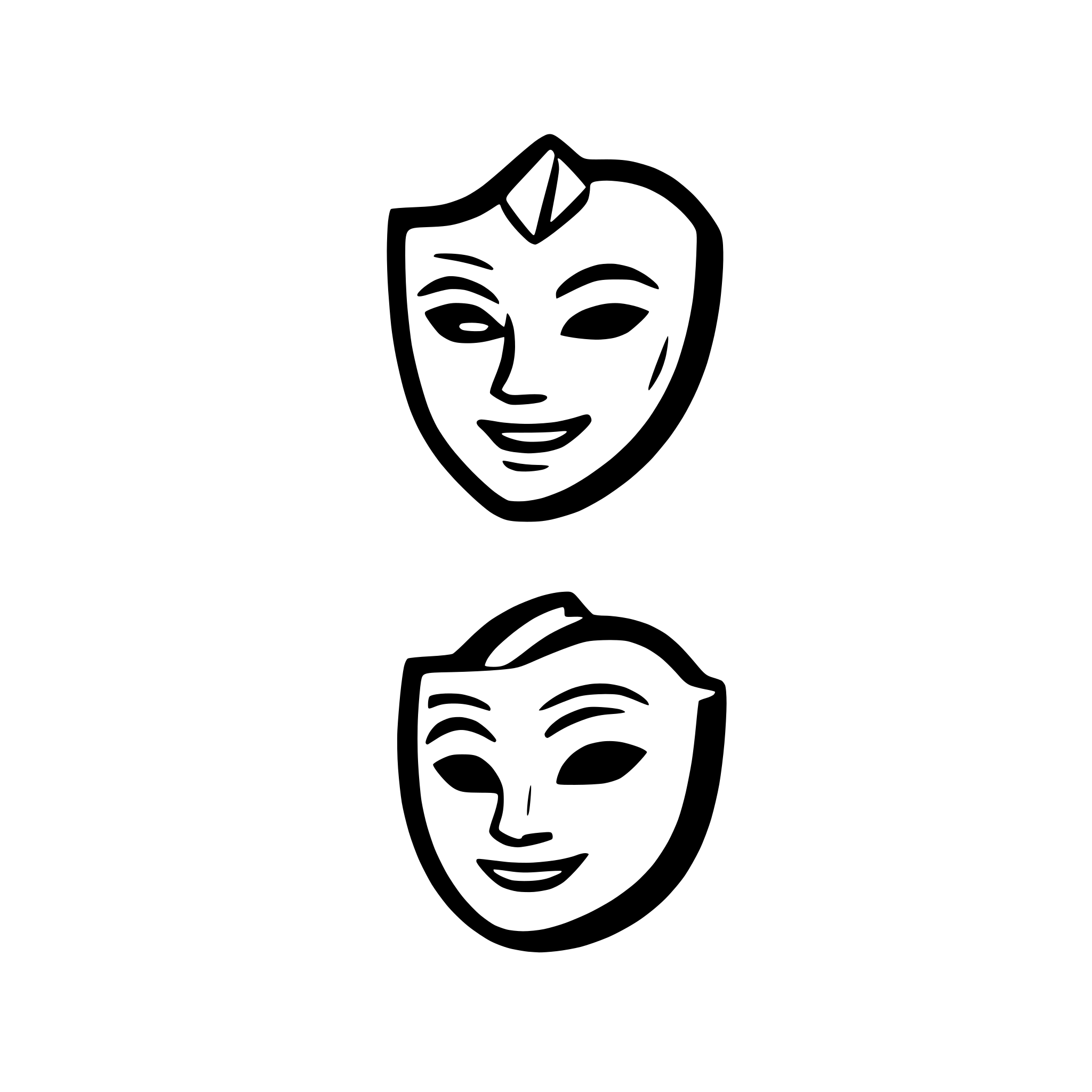AI-generated SVG of a a Comedy Mask and a Tragedy Mask side by side