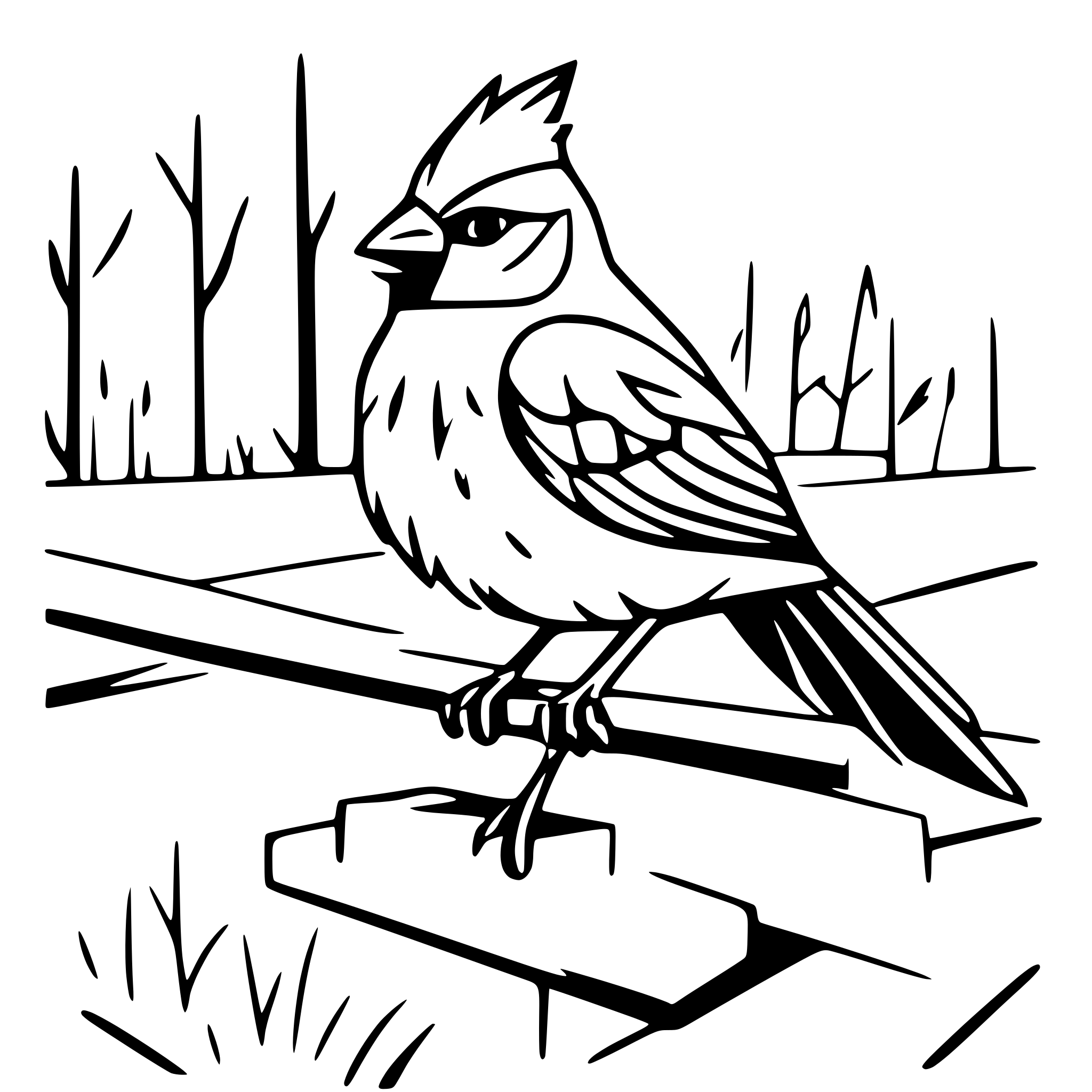 AI-generated SVG of a cardinal by a lake in winter