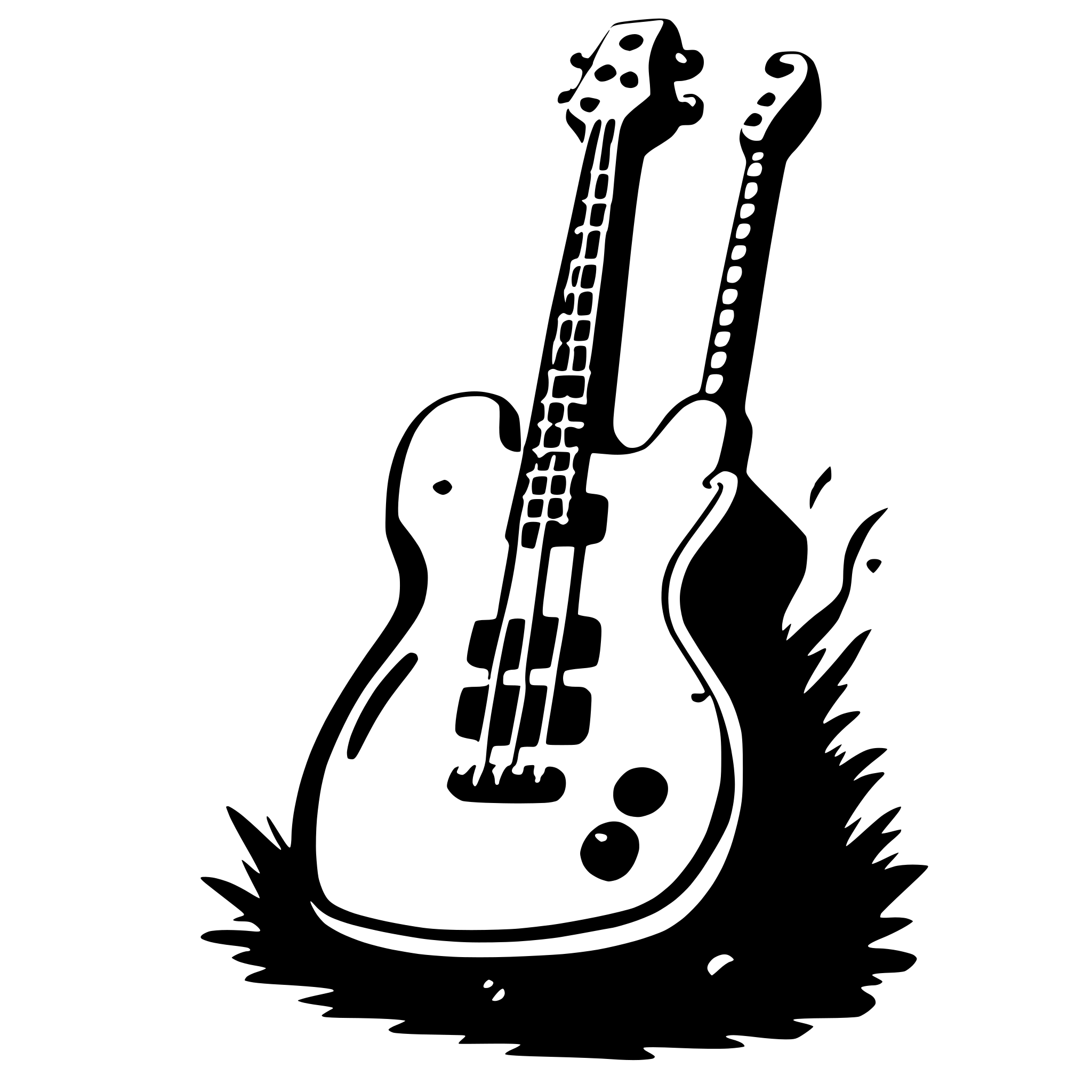 AI-generated SVG of 'an old bass guitar'