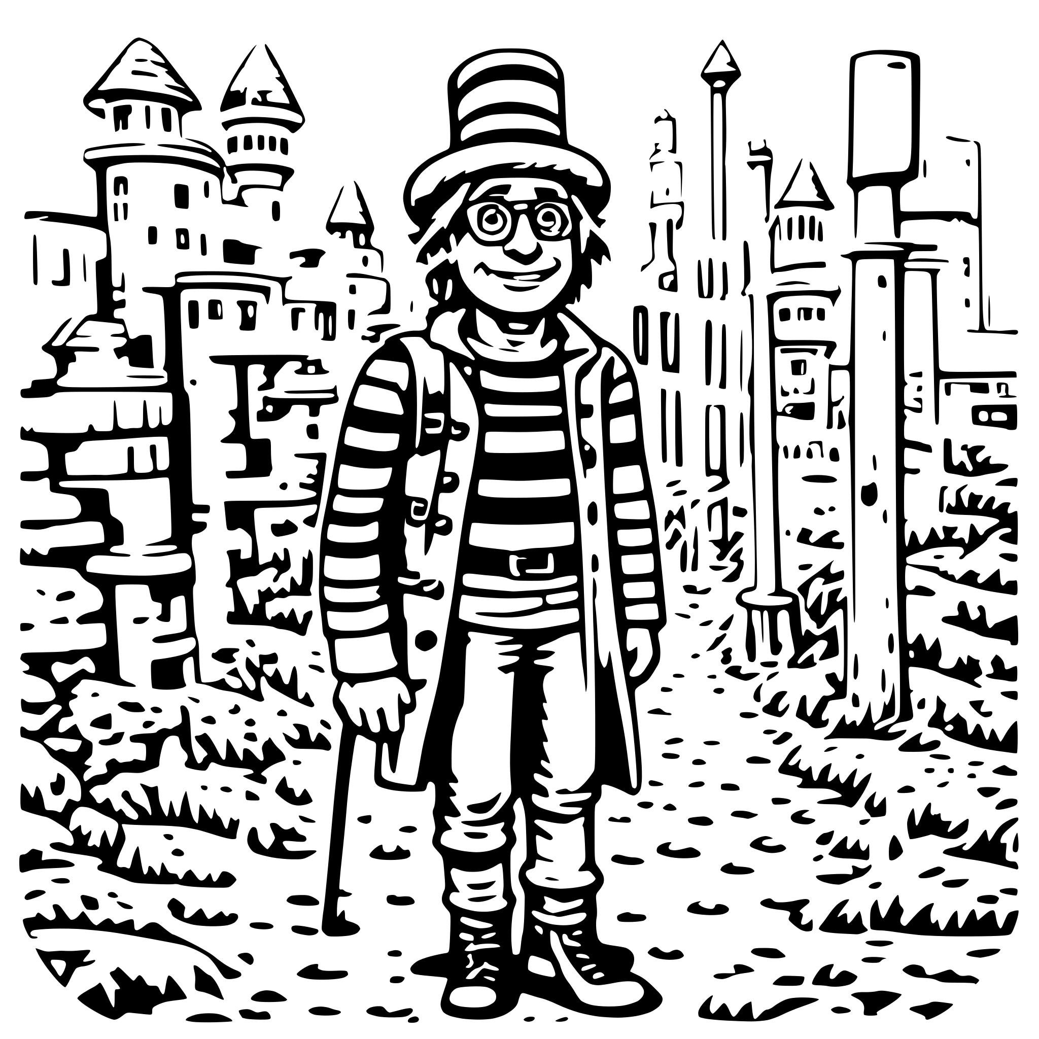 AI-generated SVG of 'super detailed find waldo'