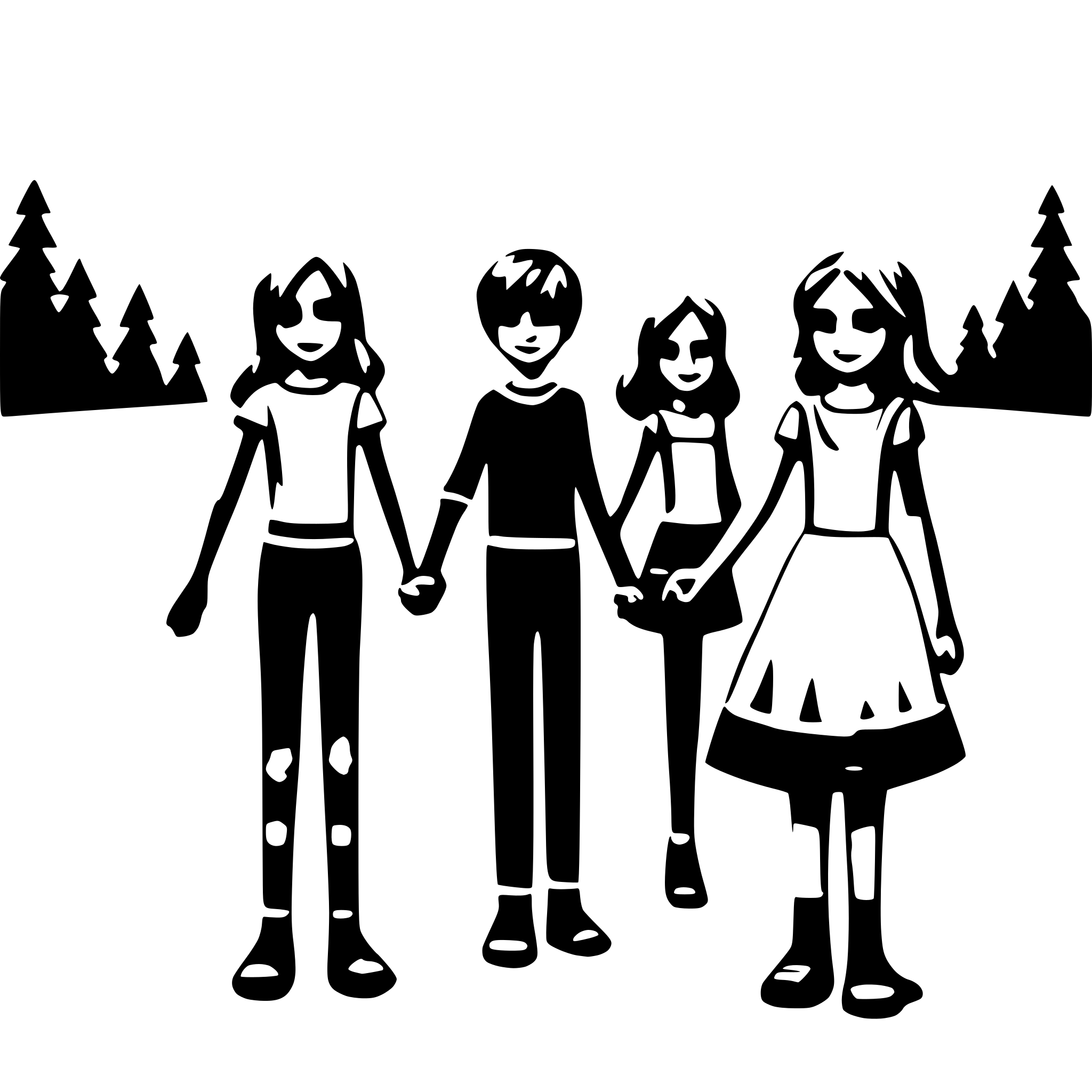 AI-generated SVG of a girls and boys forming a line and holding hands