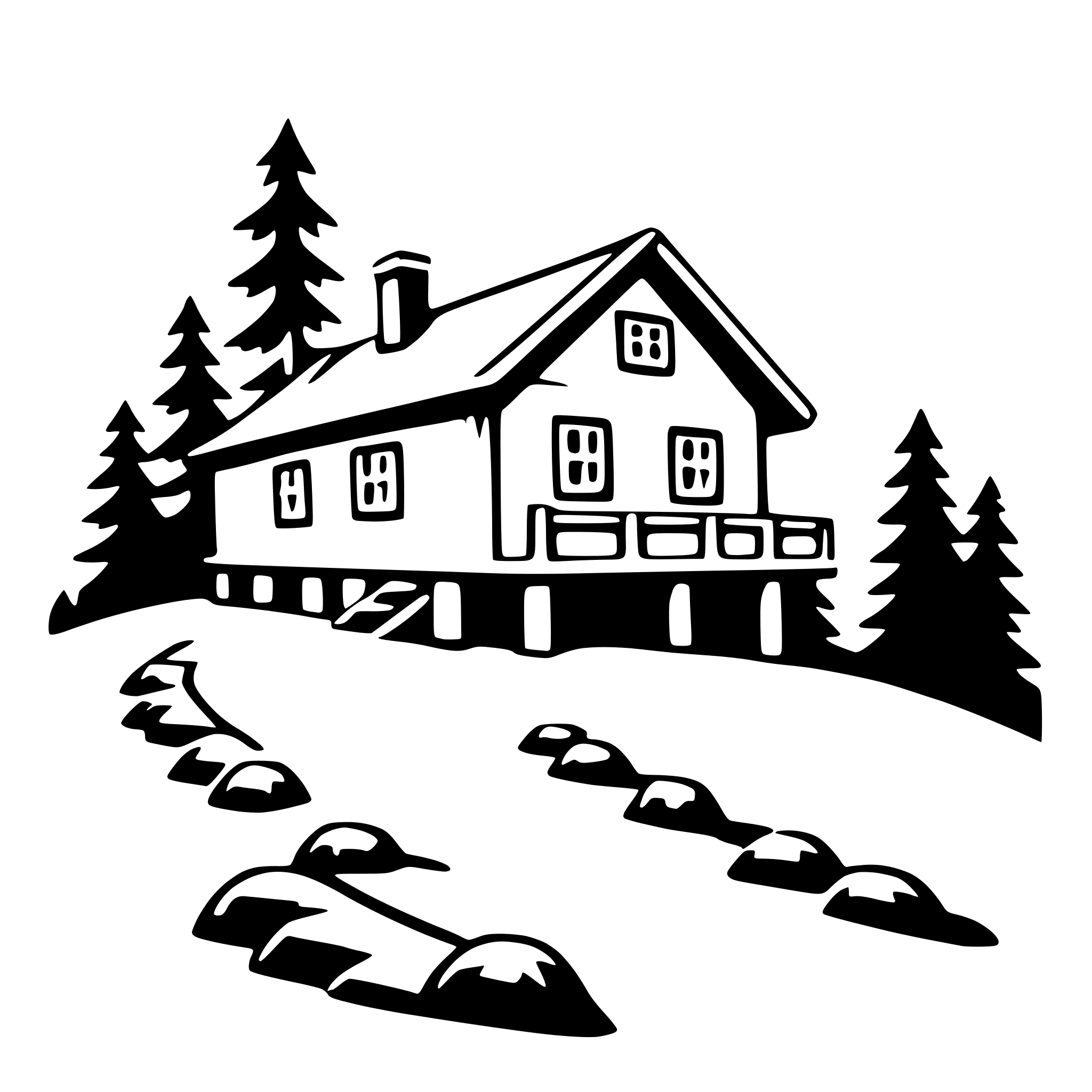 AI-generated SVG of a mountain cabin escape