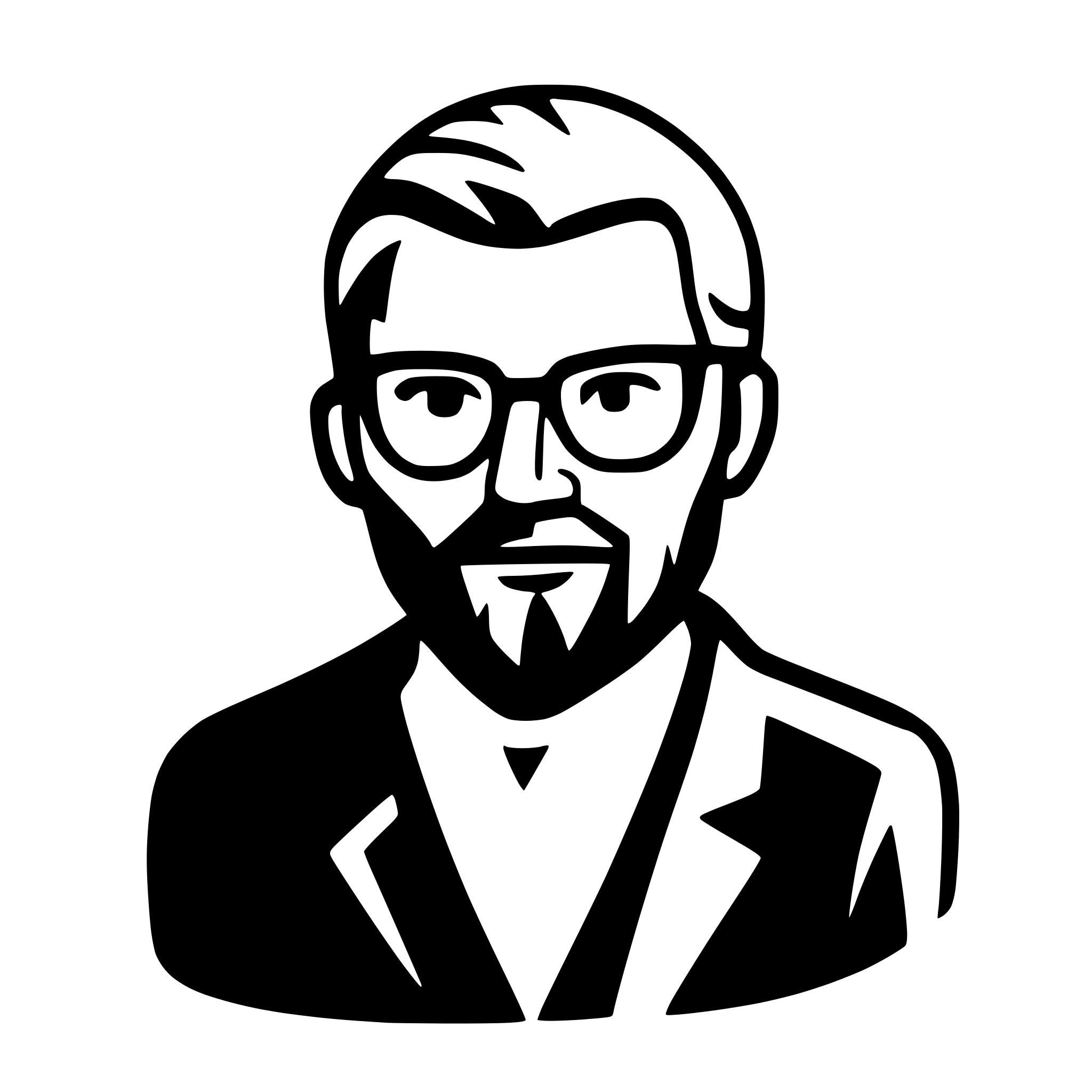 AI-generated SVG of a a full-bodied image of a dishevelled middle-aged man with black glasses and a beard