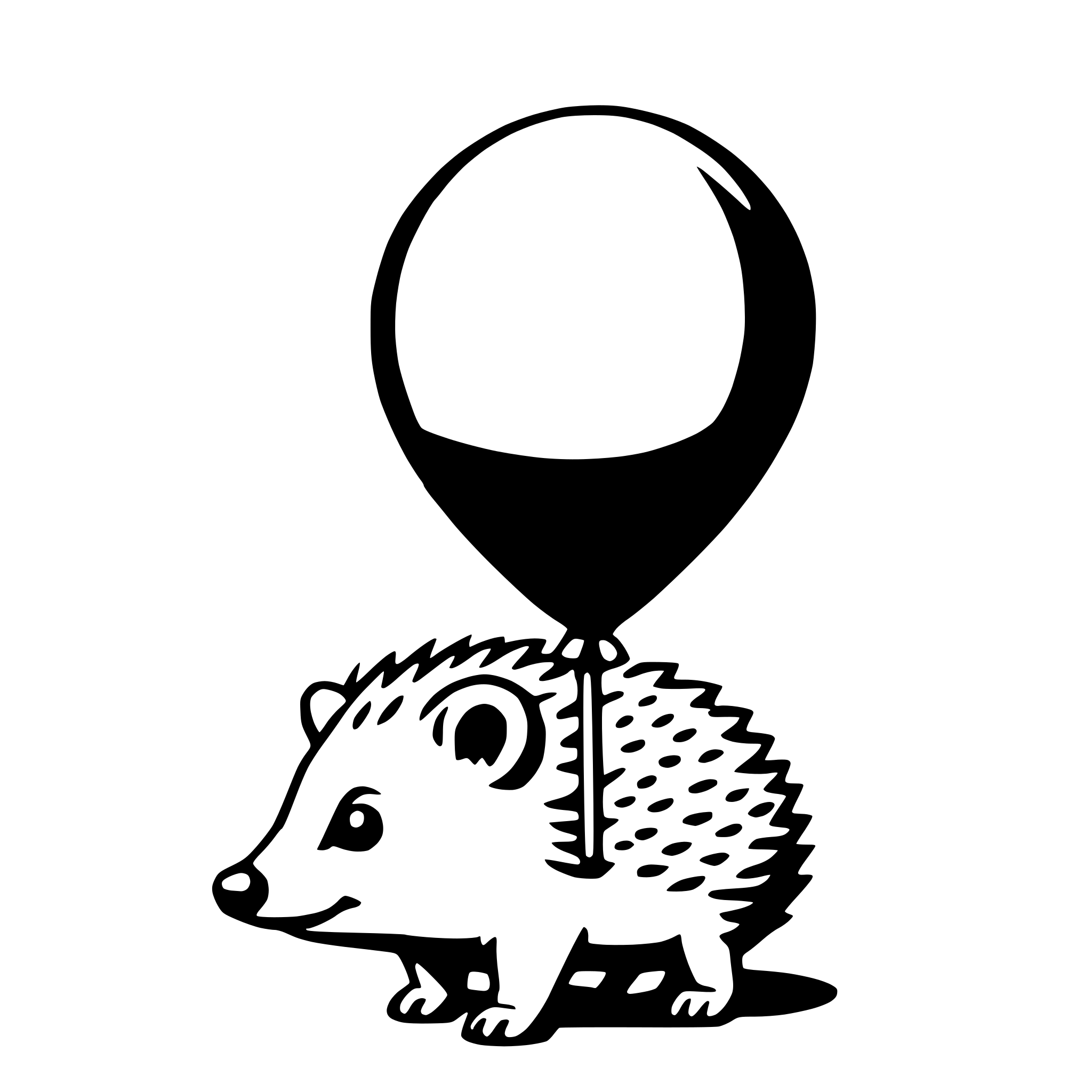 AI-generated SVG of a hedgehog with balloon