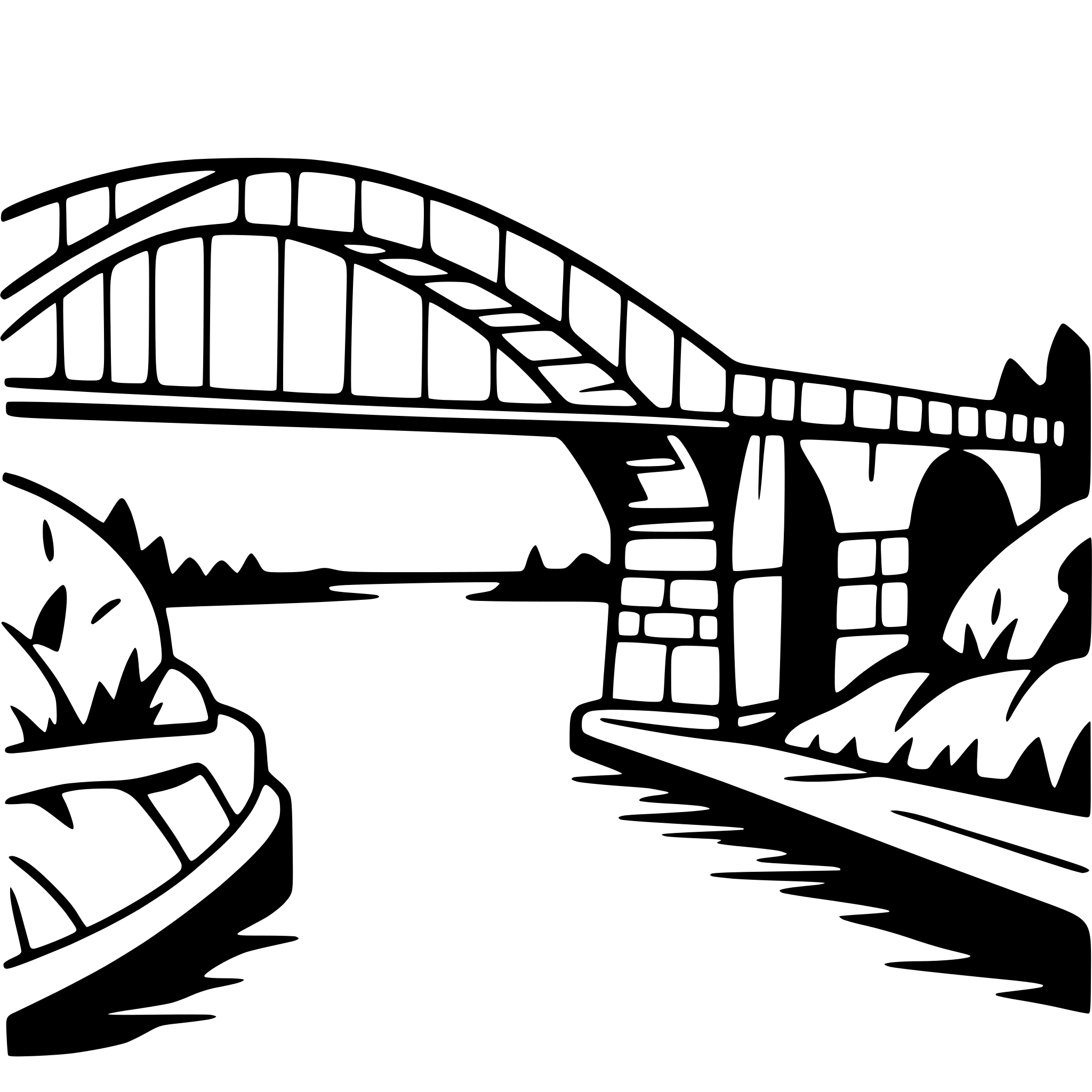 AI-generated SVG of 'bridge over calm river'