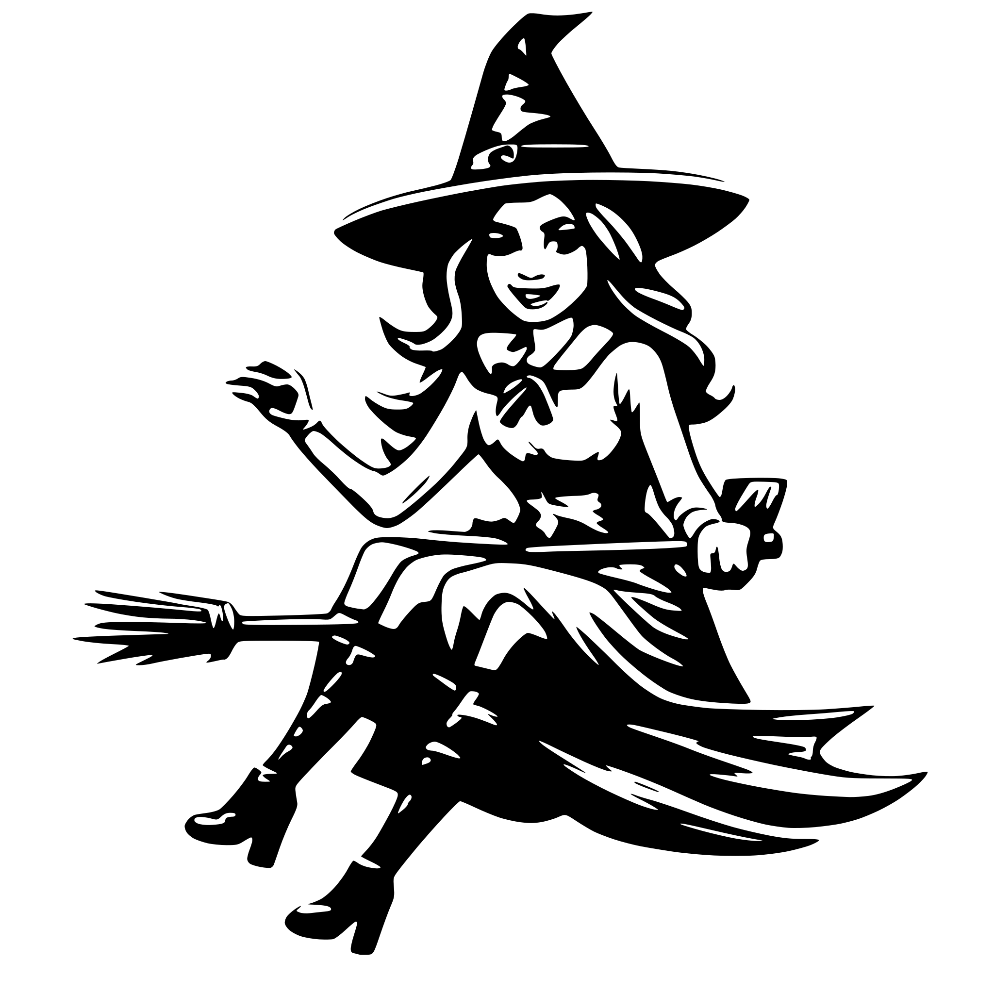 AI-generated SVG of a simple witch on the broomstick