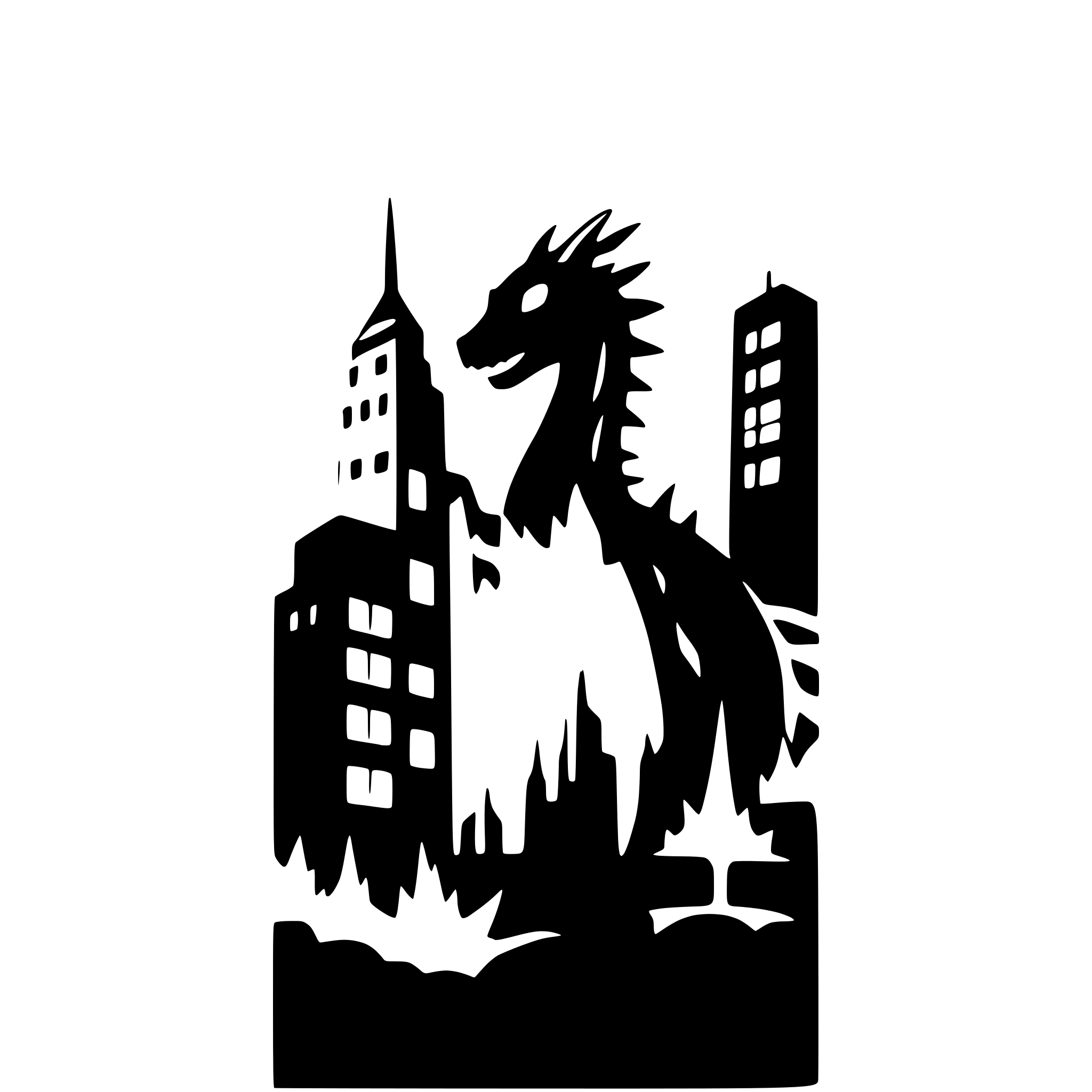 AI-generated SVG of a dragon in a burning city