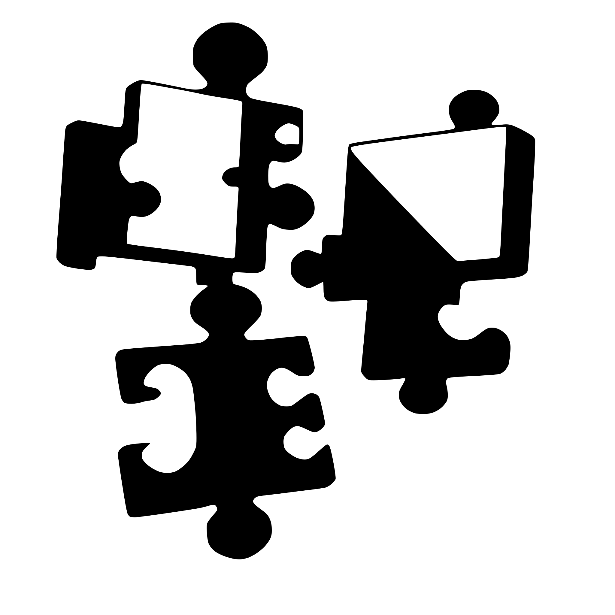 AI-generated SVG of a 2 black puzzle pieces that fit together, transparent background