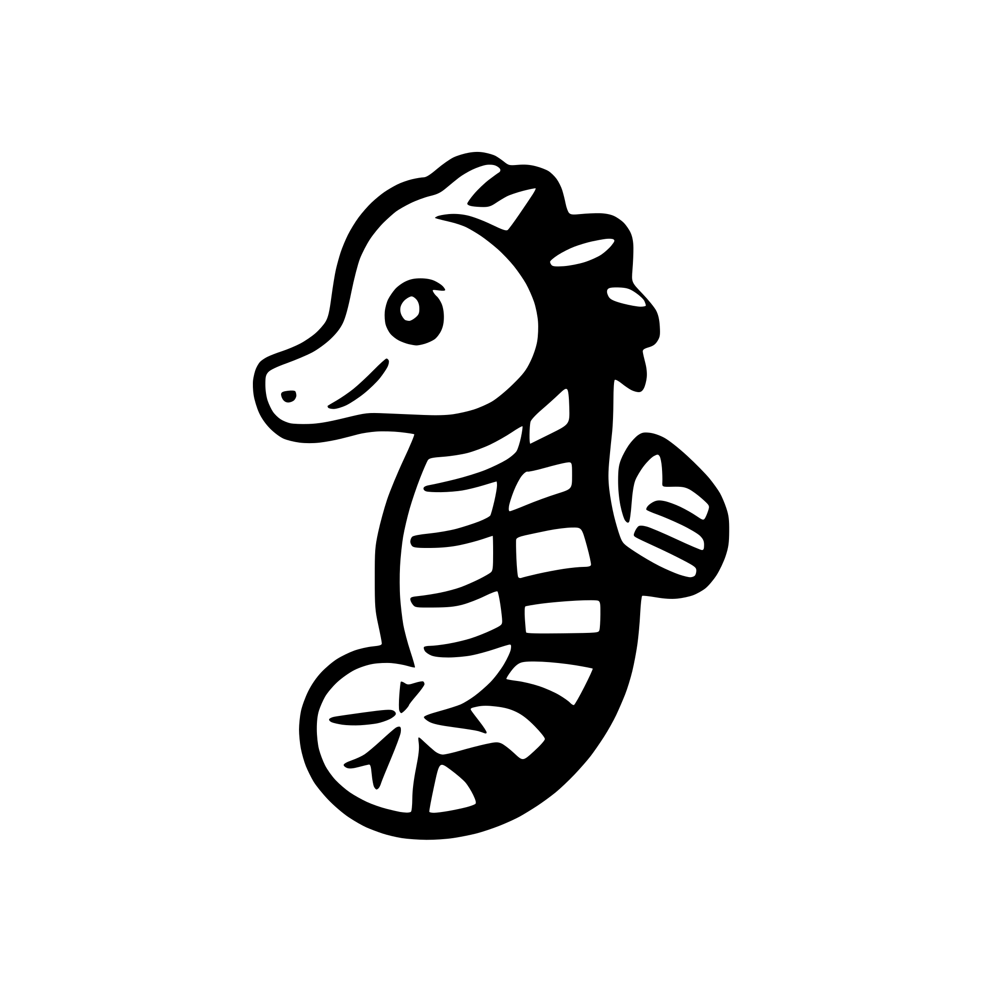AI-generated SVG of a seahorse icon in yellow and gold