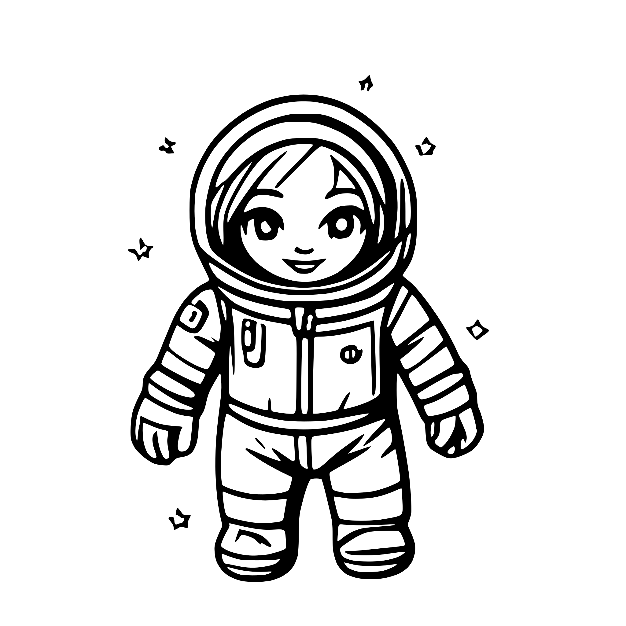 AI-generated SVG of a astronaut floating between stars