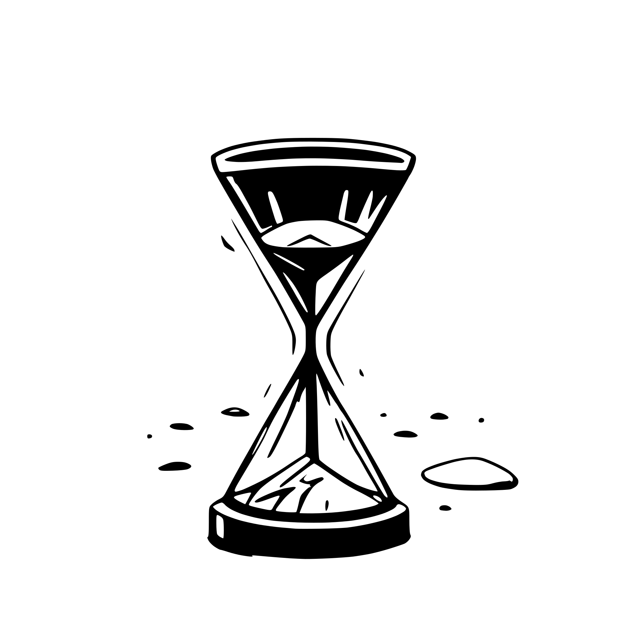 AI-generated SVG of a An image of a partially broken hourglass floating in a surreal, empty space with fragments of glass suspended in the air. The sand inside the hourglass is split into two colors: black on one side and white on the other, blending in the center as if representing duality. In the background, a faint light from the comet softly illuminates the edges.